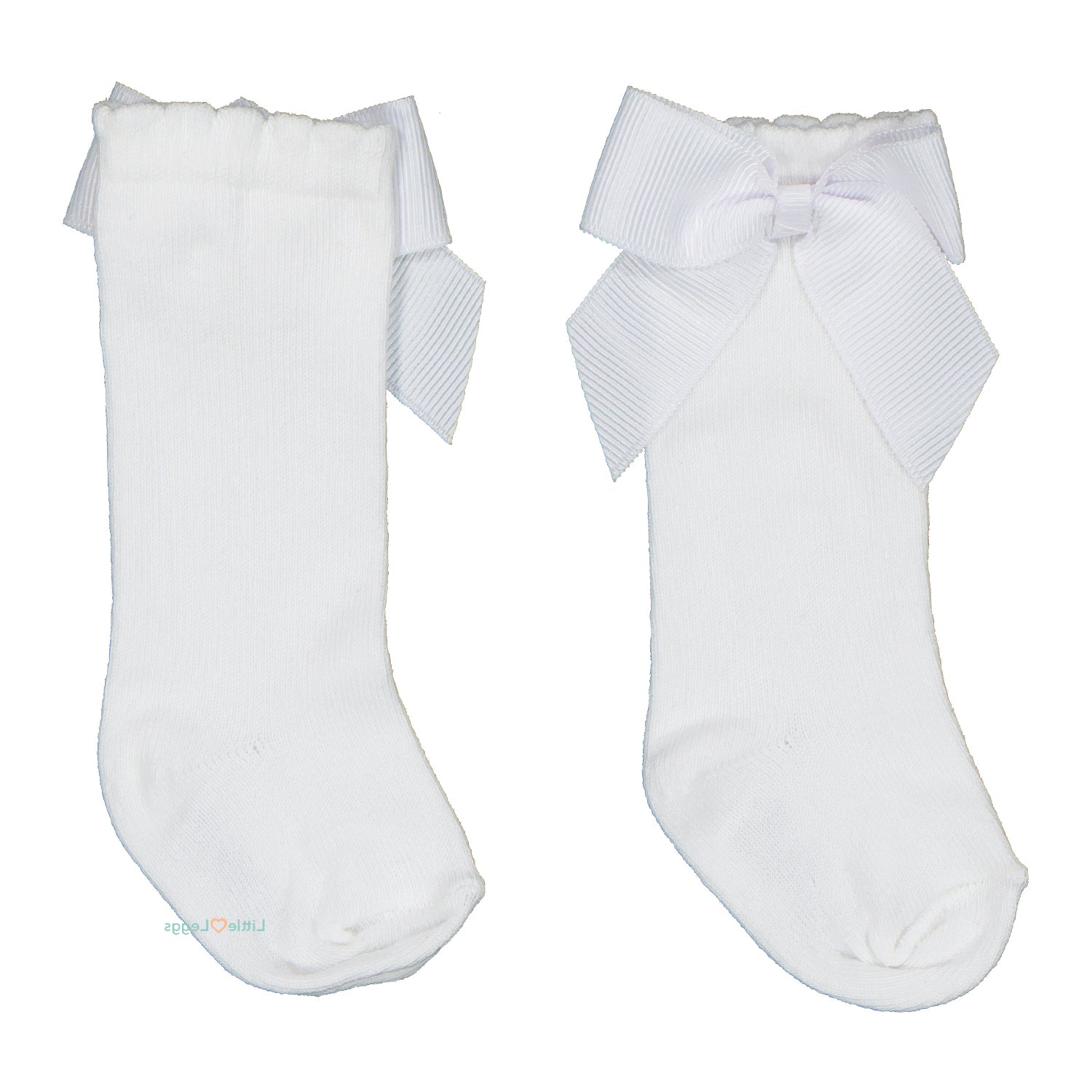 White Bow Knee High Sock