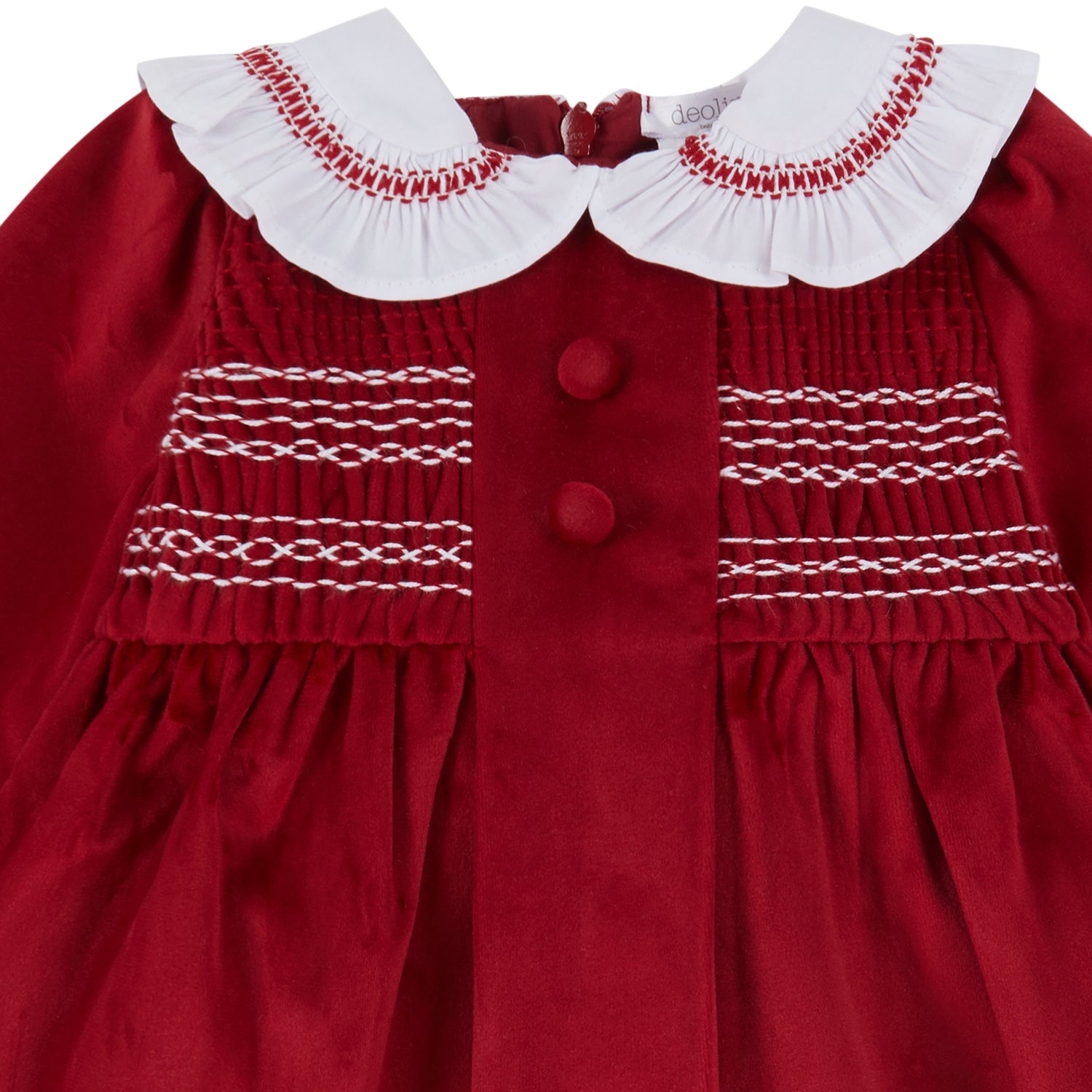 Red Smocked Velvet Dress