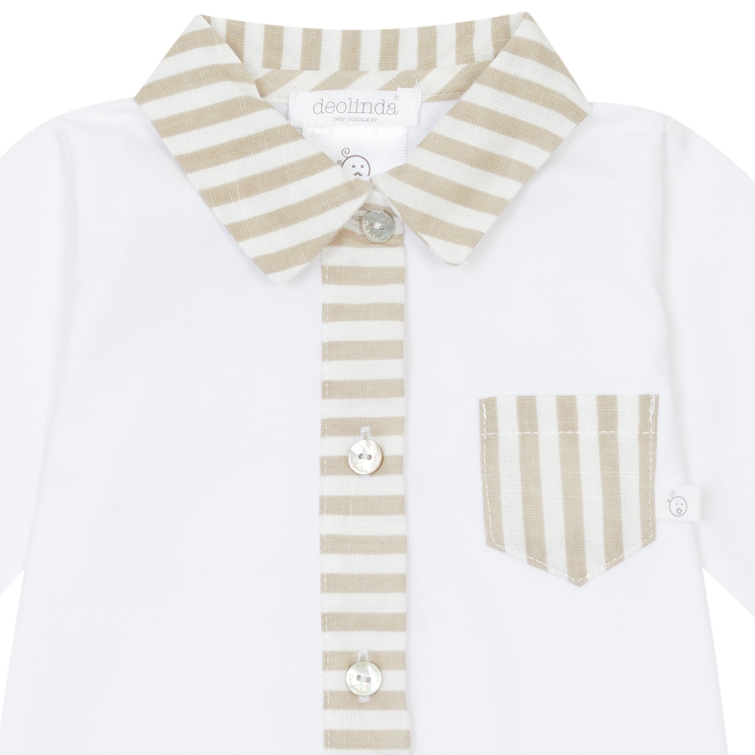 Beige Stripe Trim Babygrow