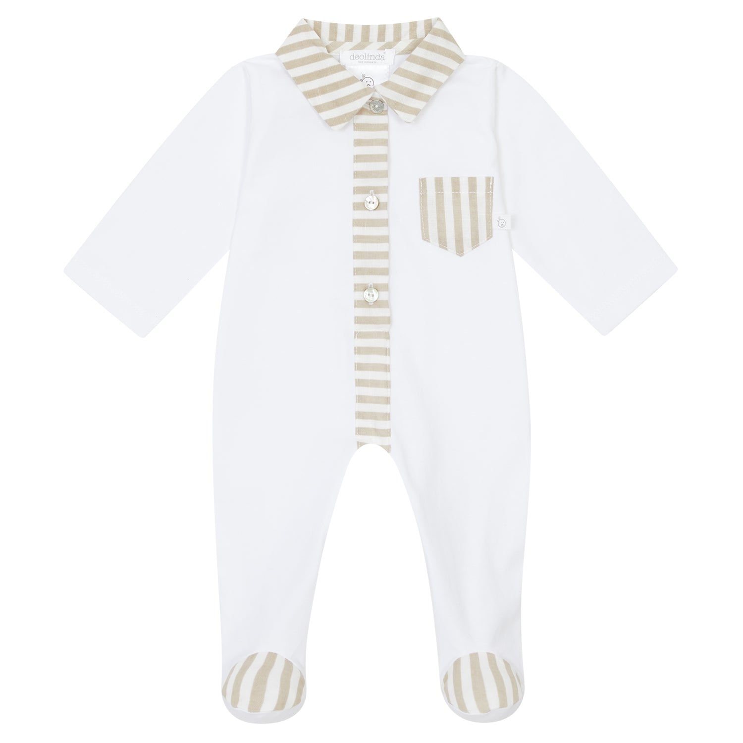 Beige Stripe Trim Babygrow