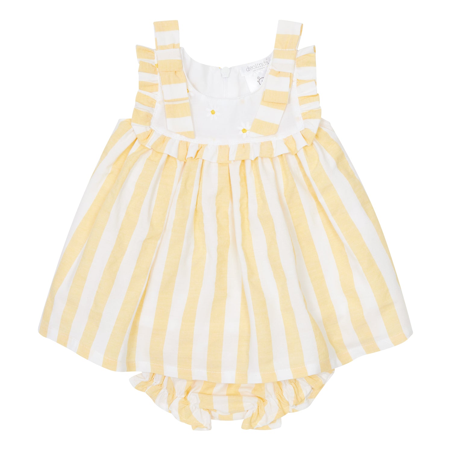 Lemon Stripe Daisy Dress & Bloomers