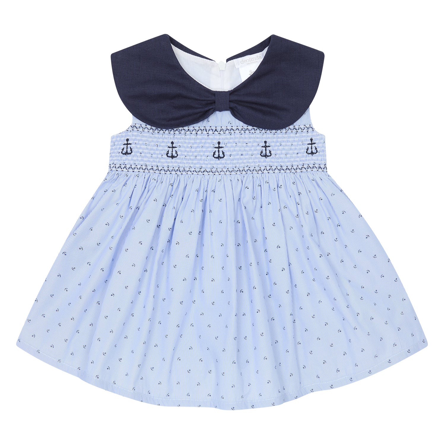 Navy Smocked Anchor Dress