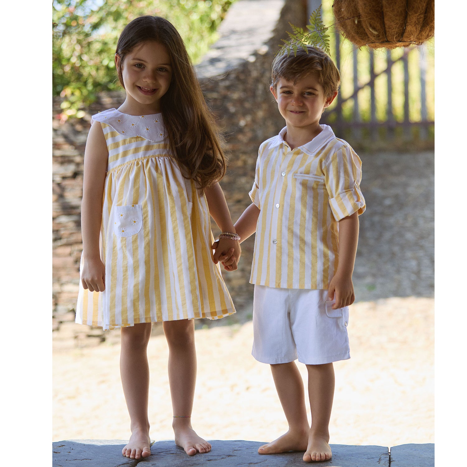 Lemon Stripe Daisy Dress