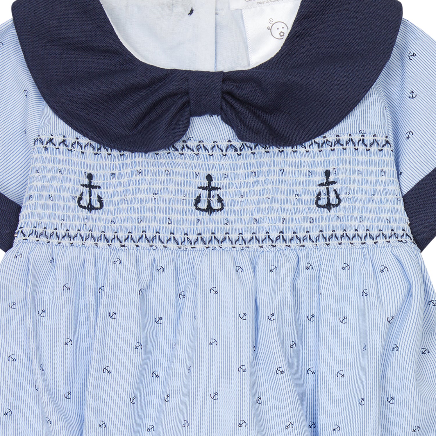 Navy Smocked Anchor Romper