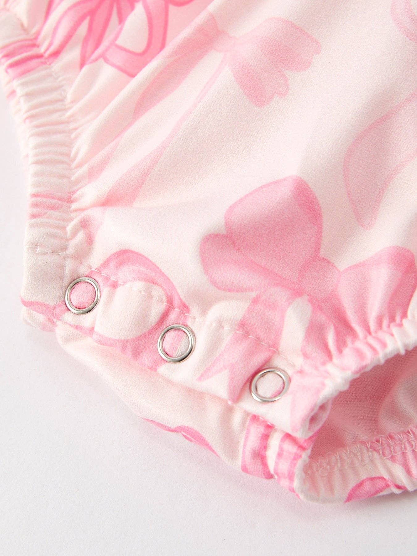 Girls Pink Bow Print Romper