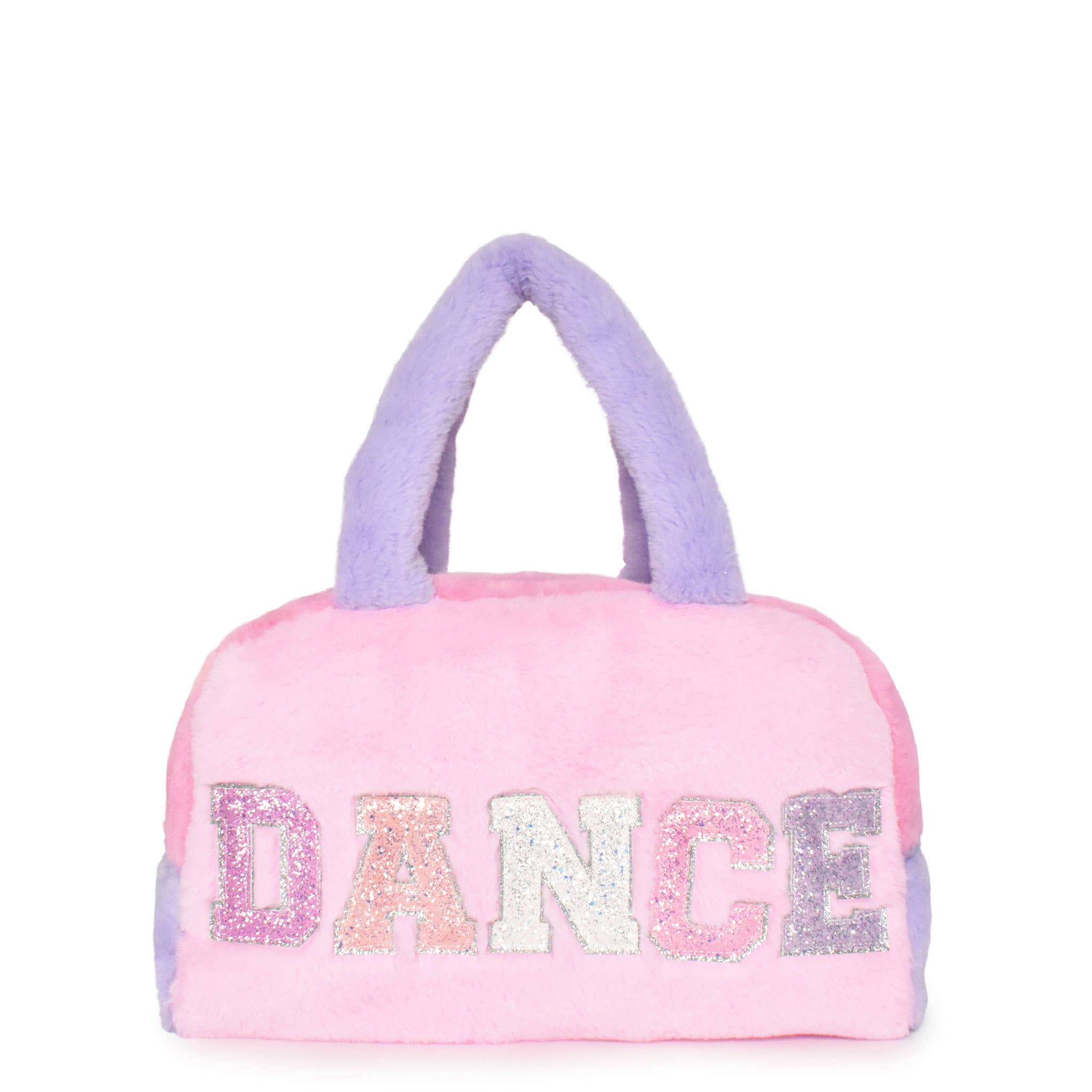 Color Block Plush "DANCE" Medium Duffle Bag