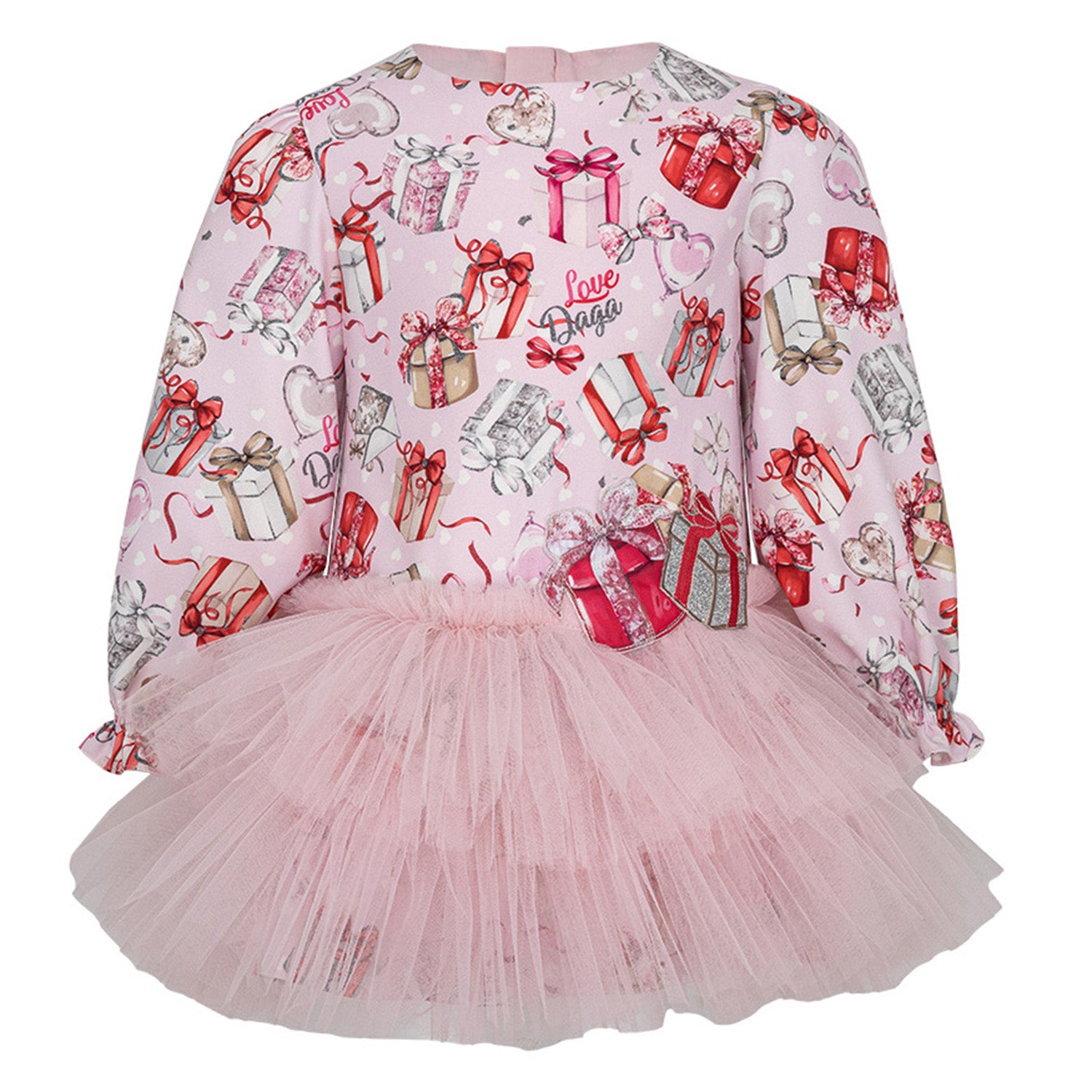Tulle Trim Present Jersey Dress