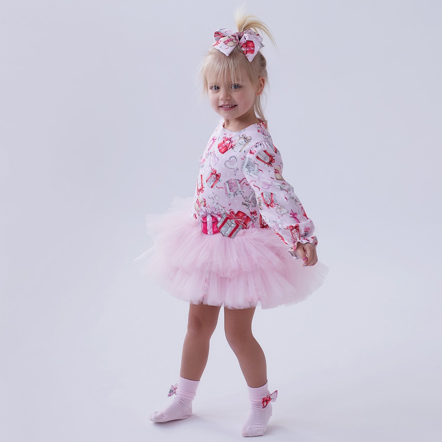 Tulle Trim Present Jersey Dress