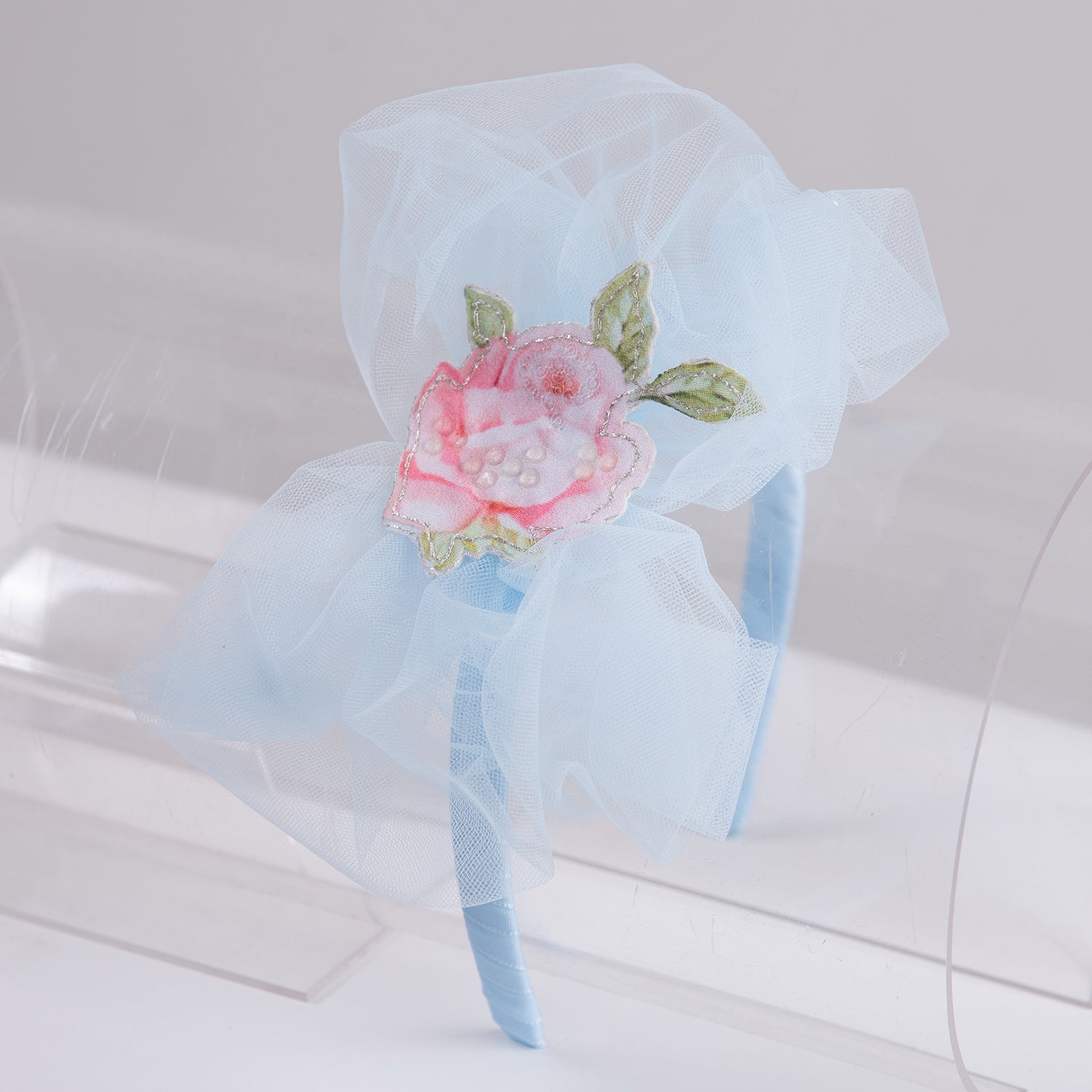 Blue Floral Tulle Alice Band