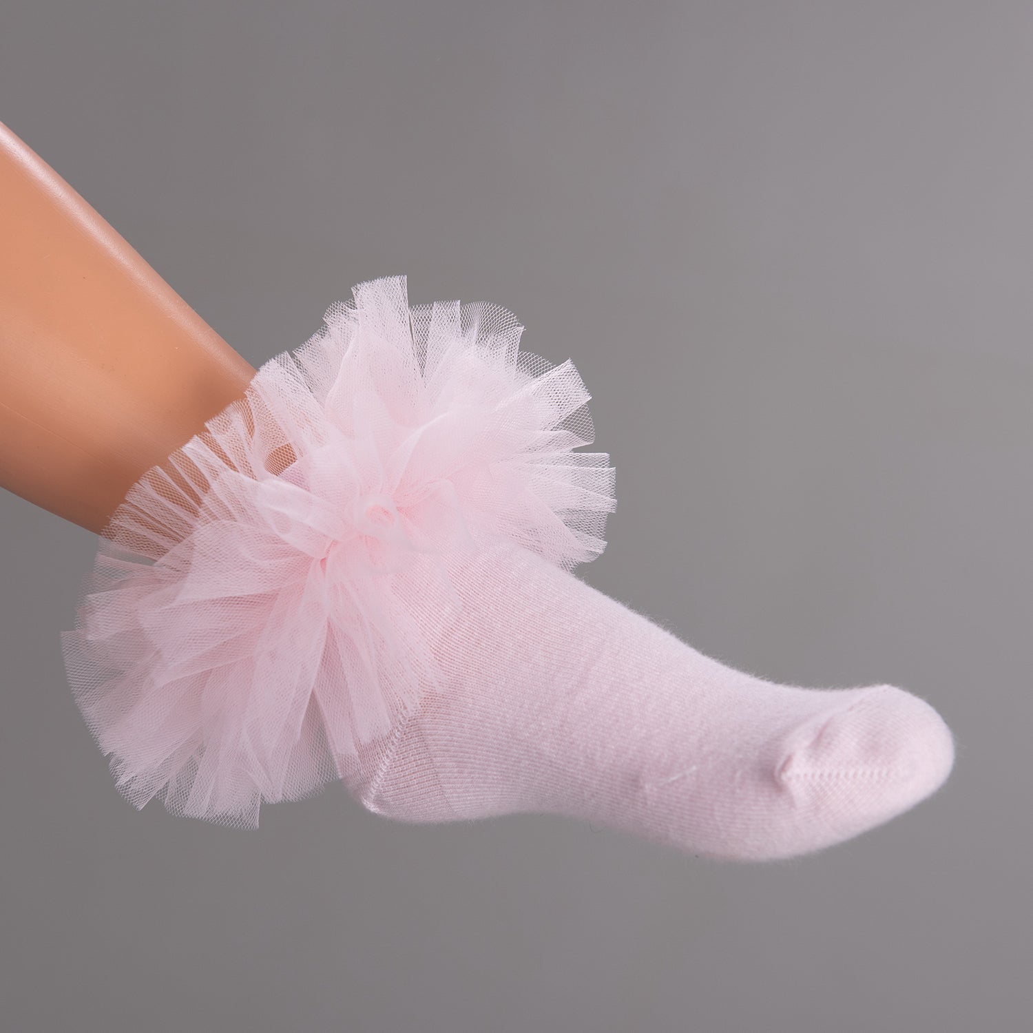 Pink Tulle Ankle Socks