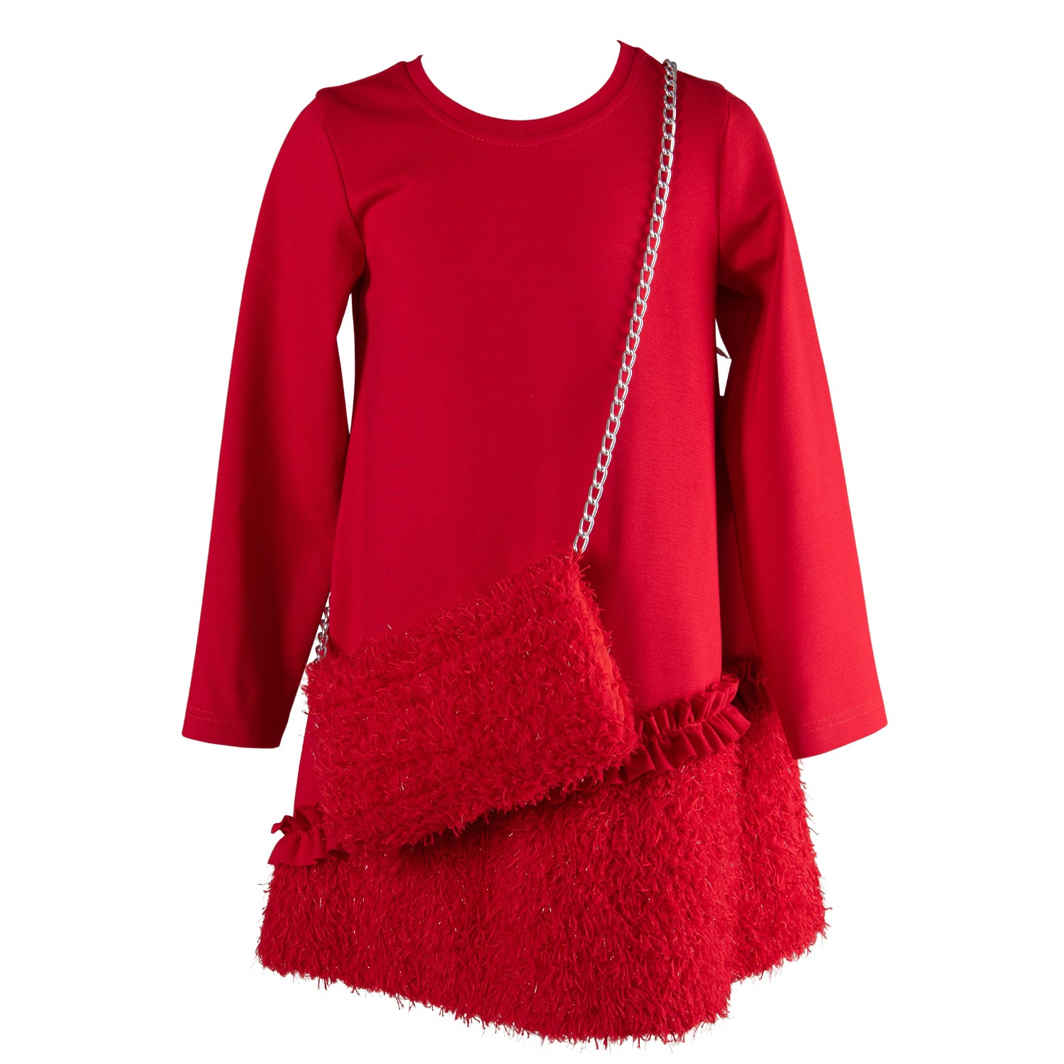 Red Tassel Trim Dress & Hand Warmer