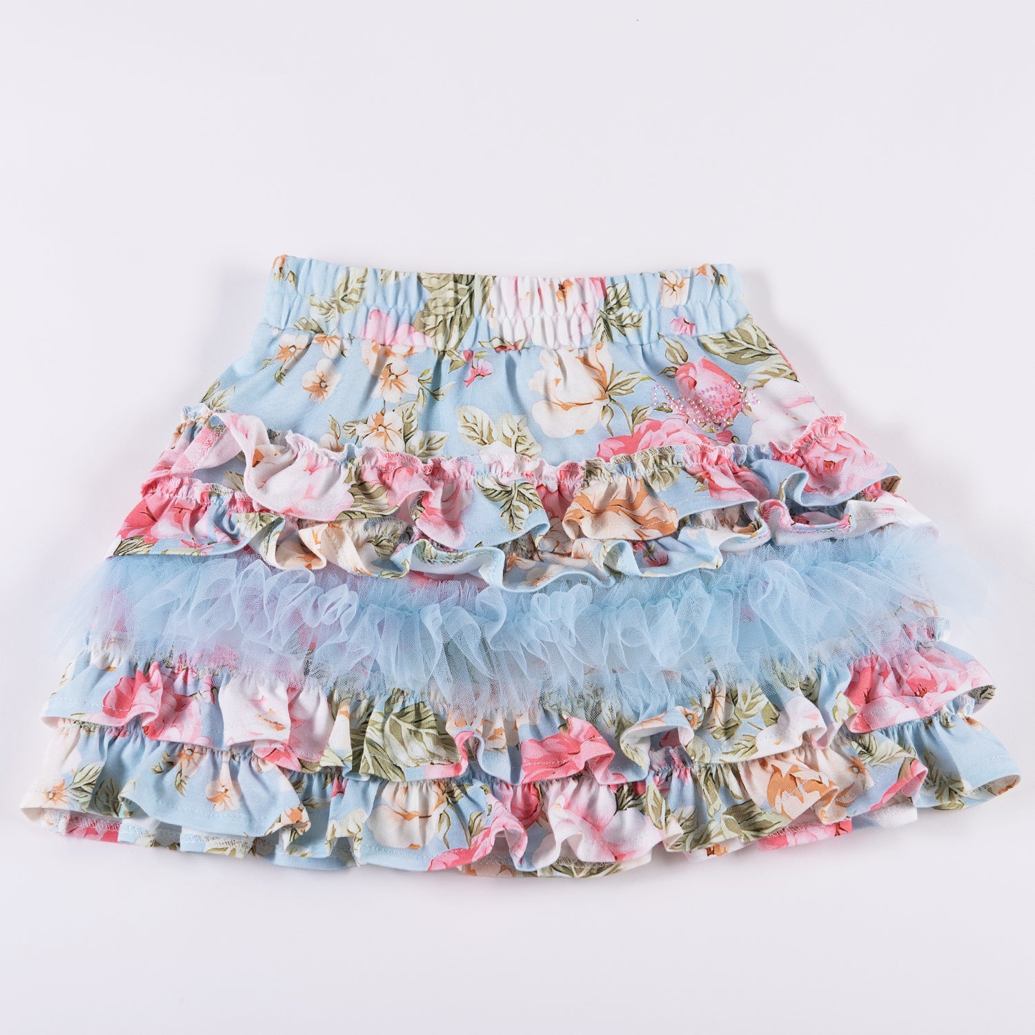 Blue Floral Skirt Set