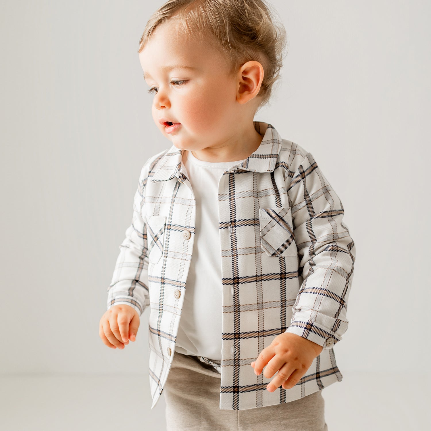 Beige Check Overshirt