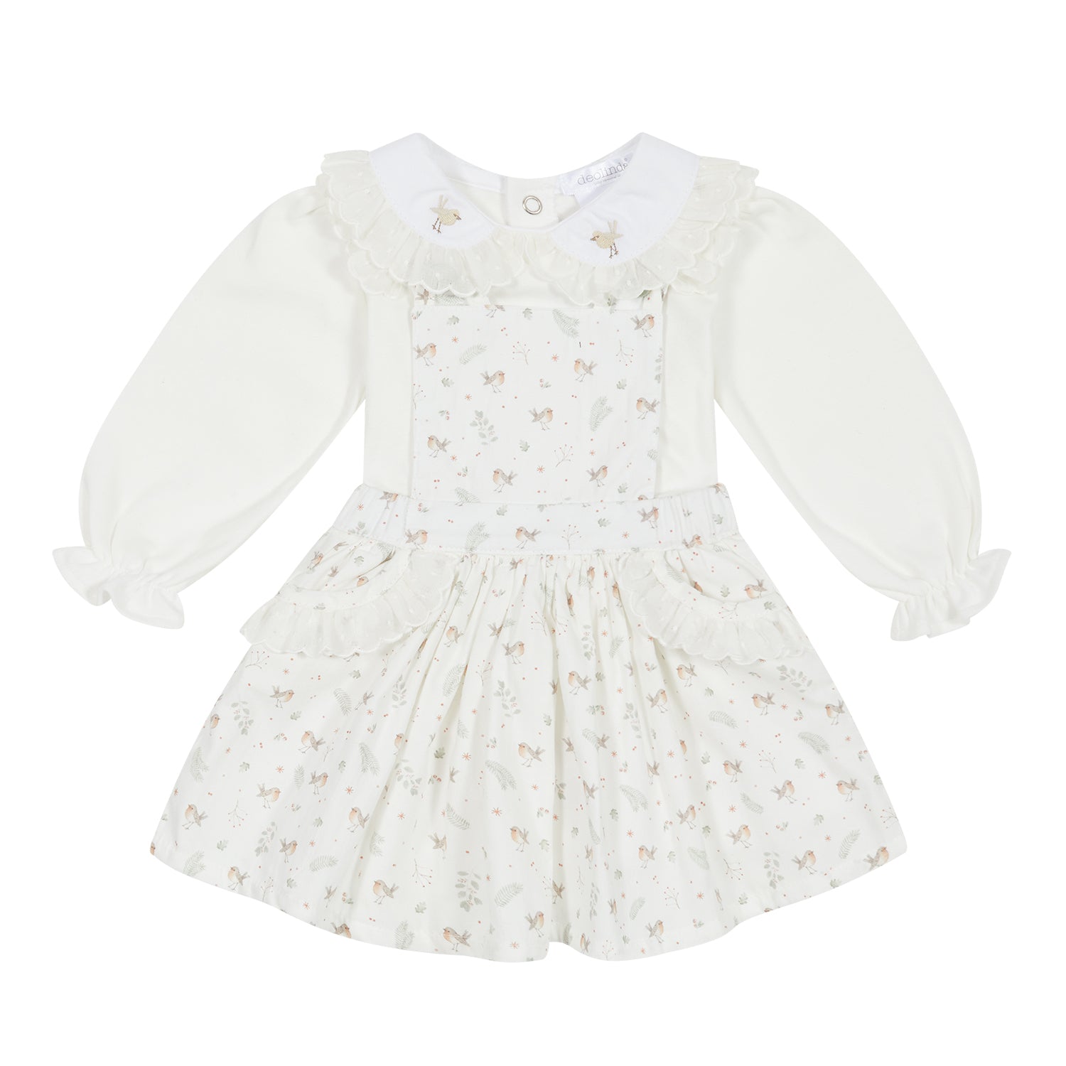 Ivory Robin Pinafore Dress Set