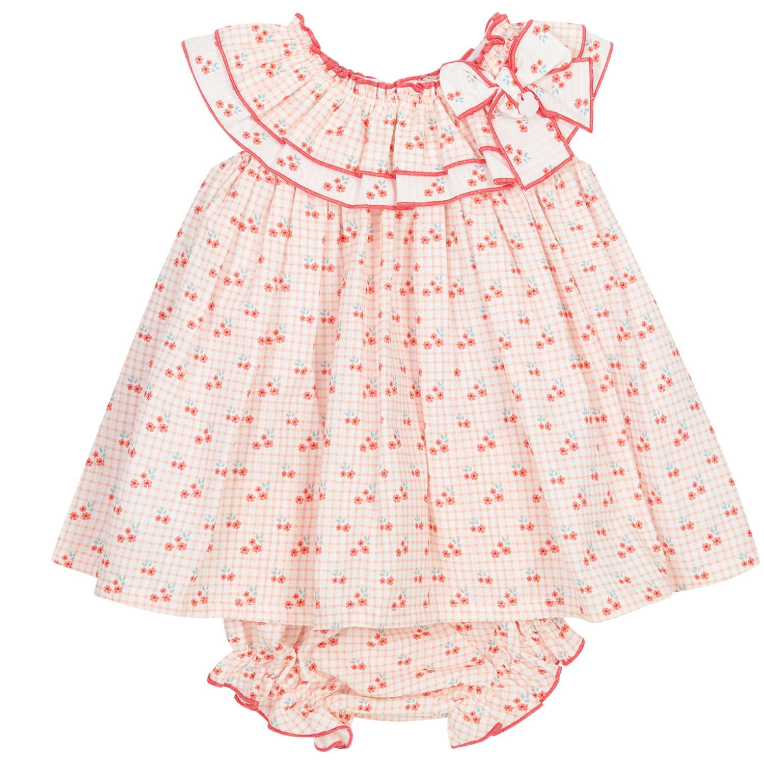 Coral Check Dress and Bloomers