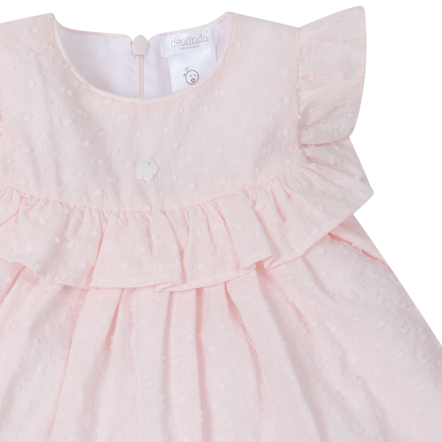 Pink Lace Trim Dress and Bloomers