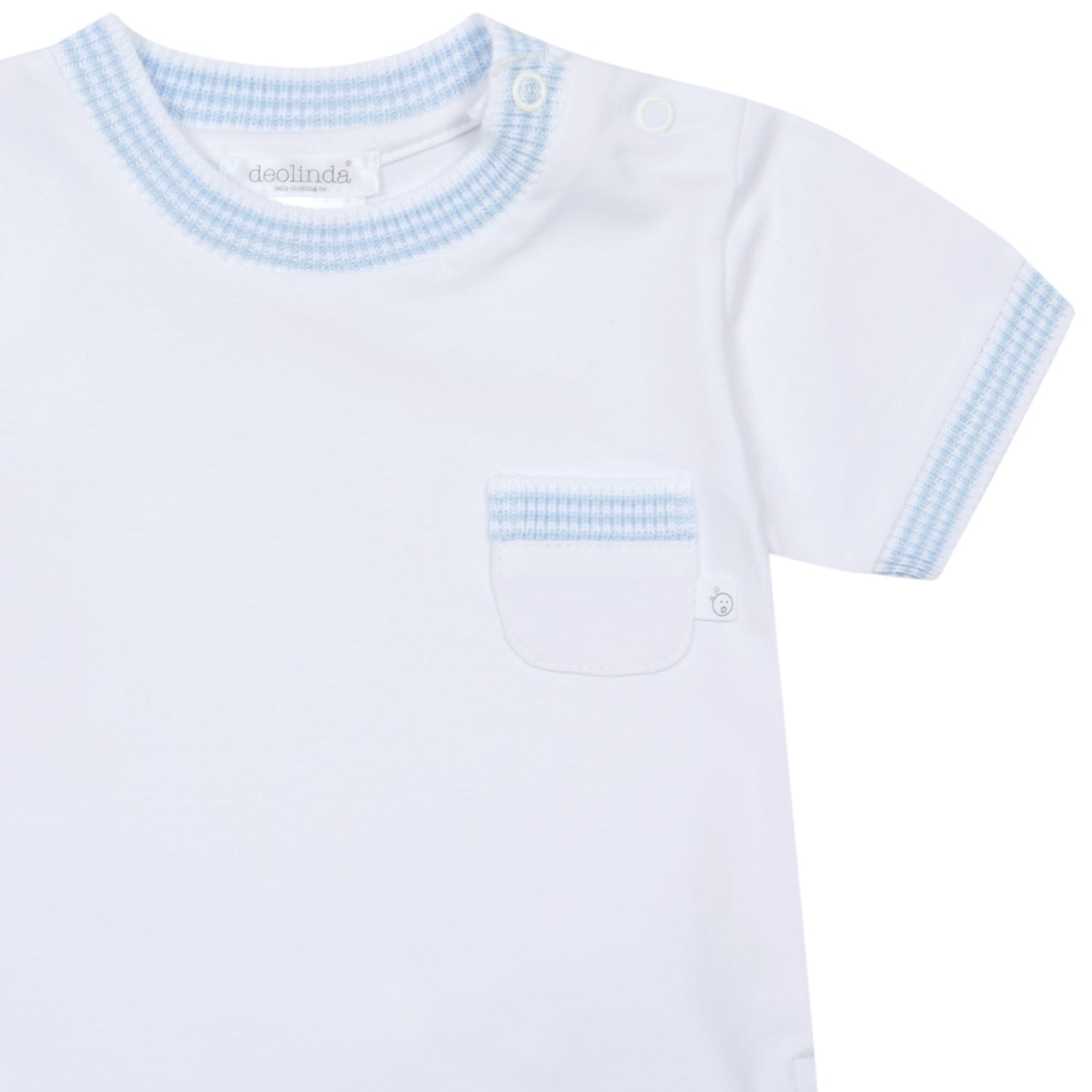 White & Pale Blue Short Set