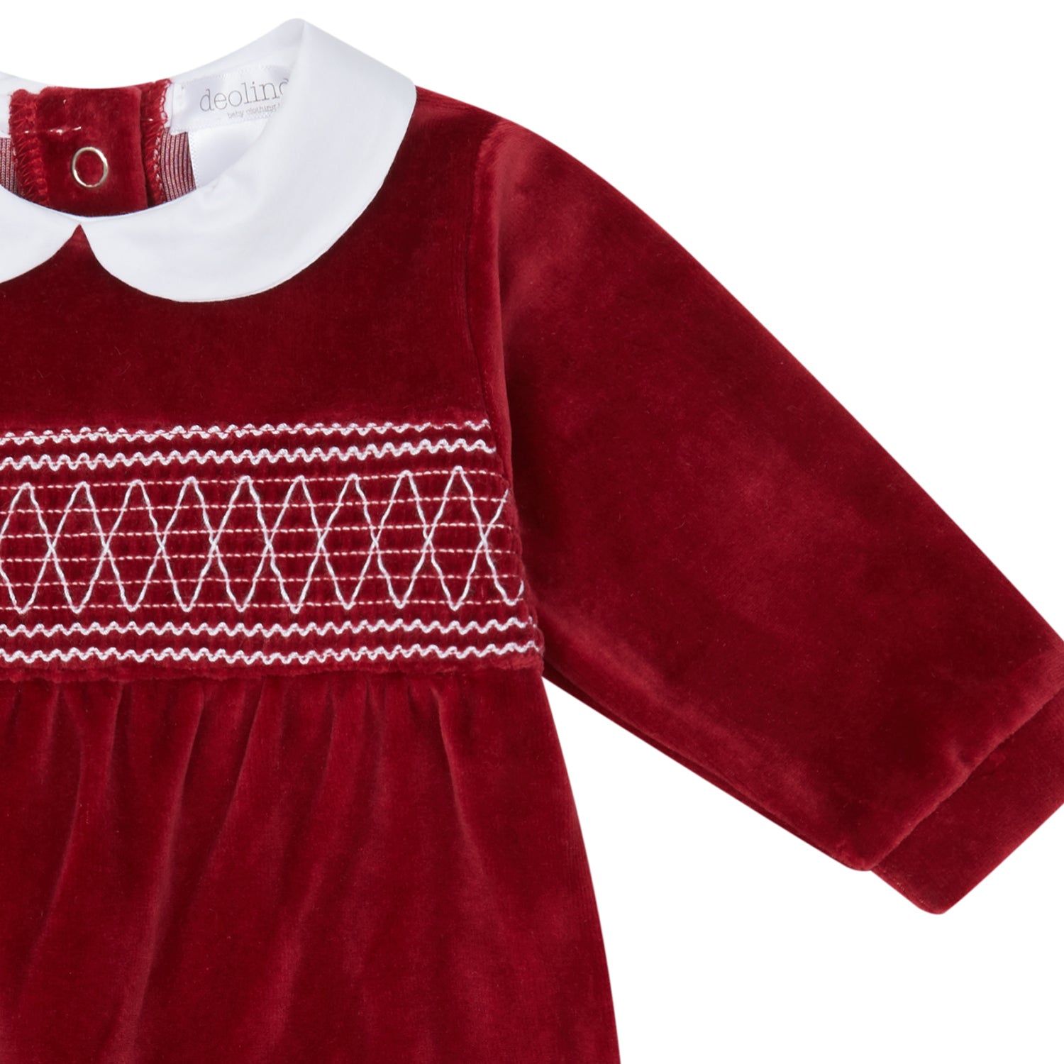Red Velour Smocked Babygrow