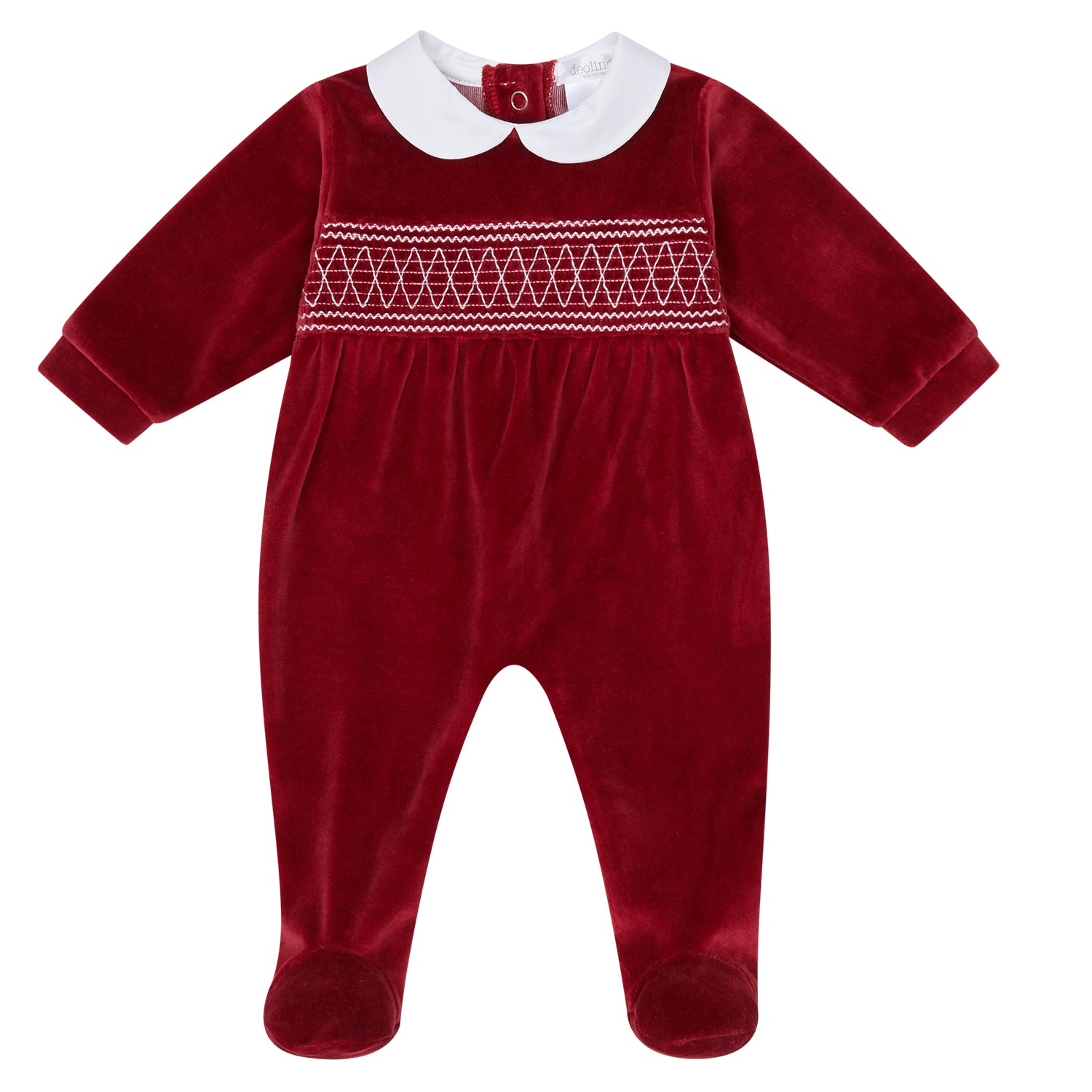 Red Velour Smocked Babygrow
