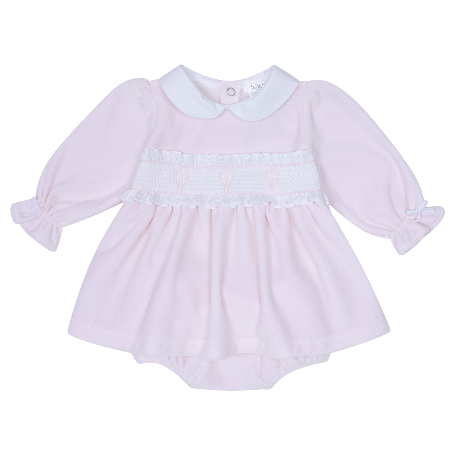Pink Spot Velour Dress & Knickers