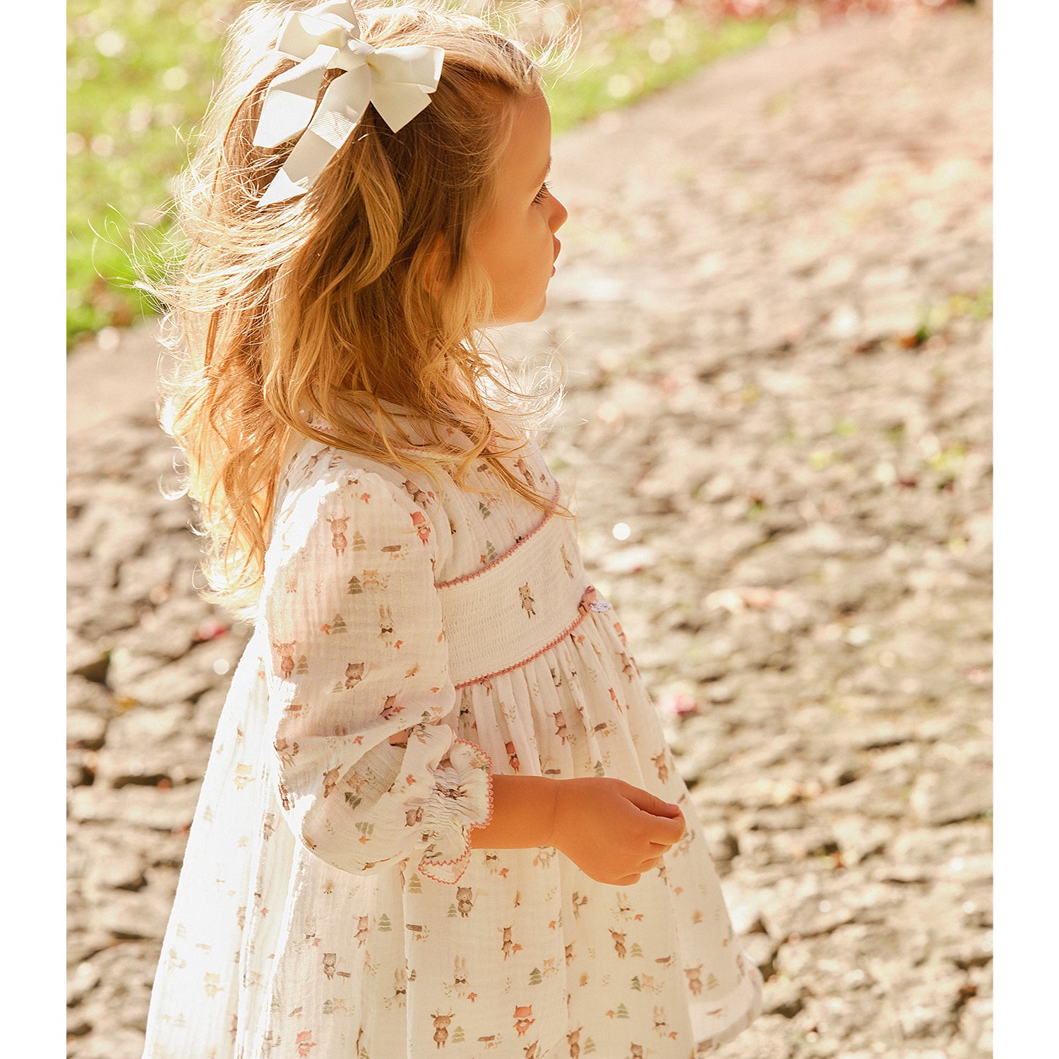 Woodland Print Smocked Dress & knickers