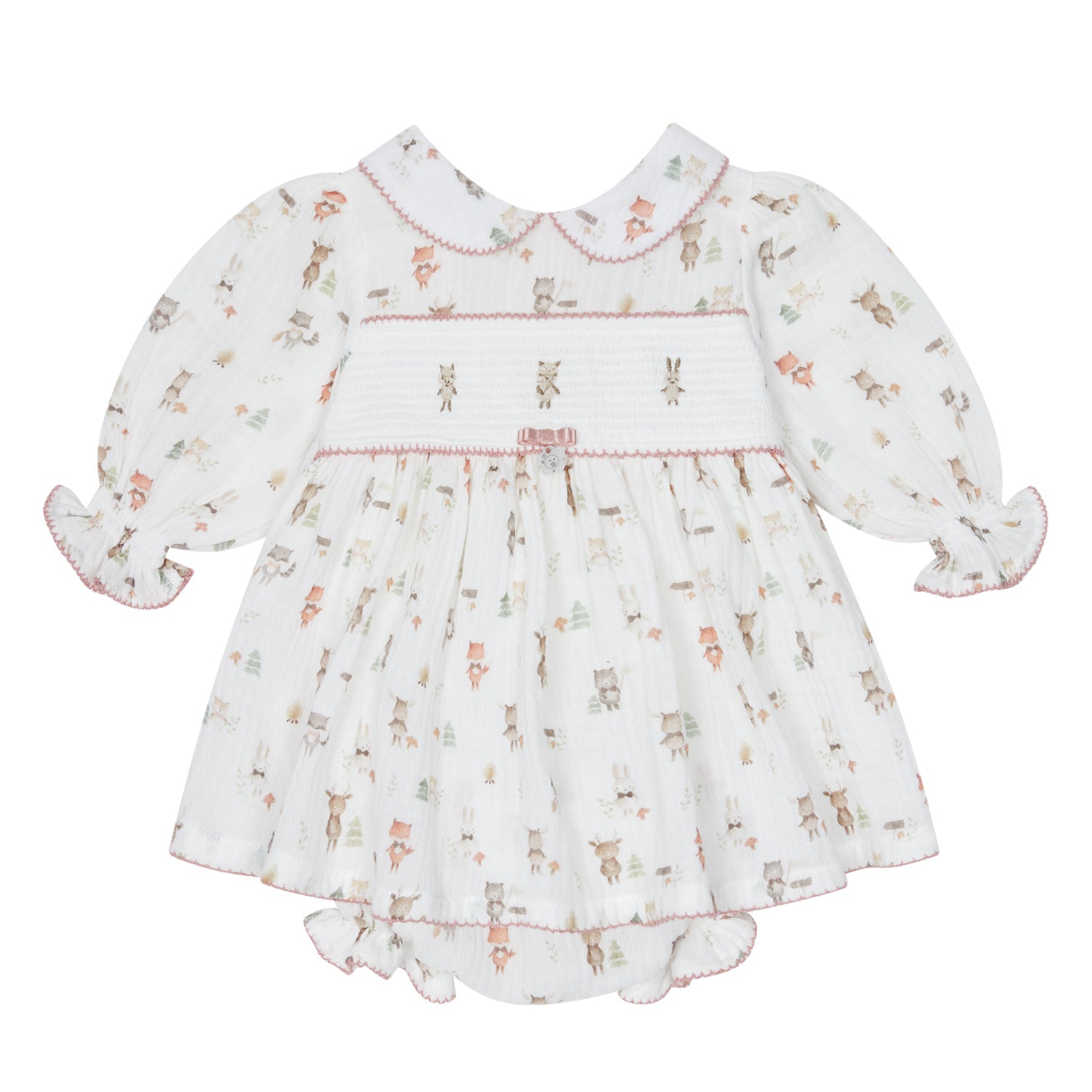 Woodland Print Smocked Dress & knickers