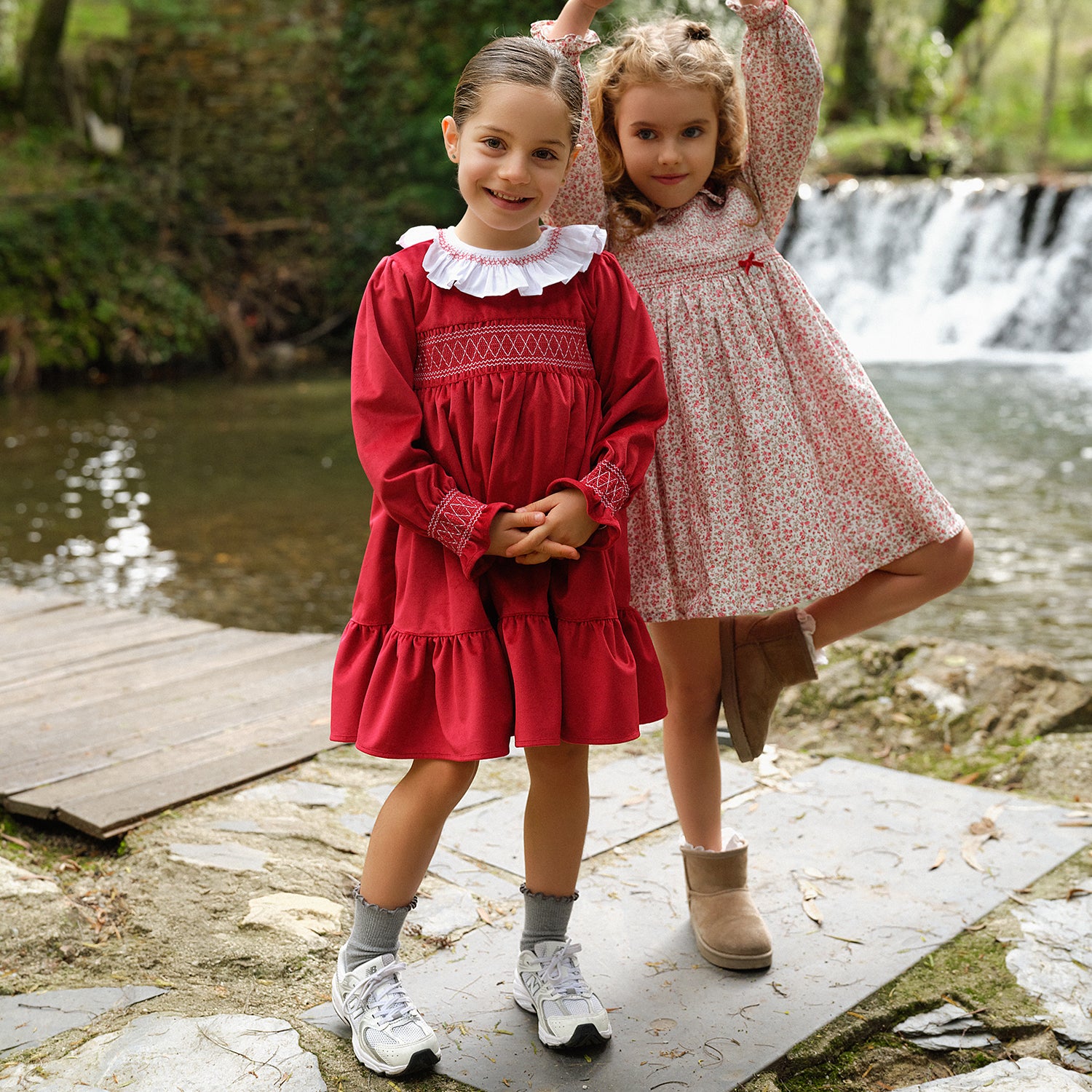 Red Velvet Smocked Dress