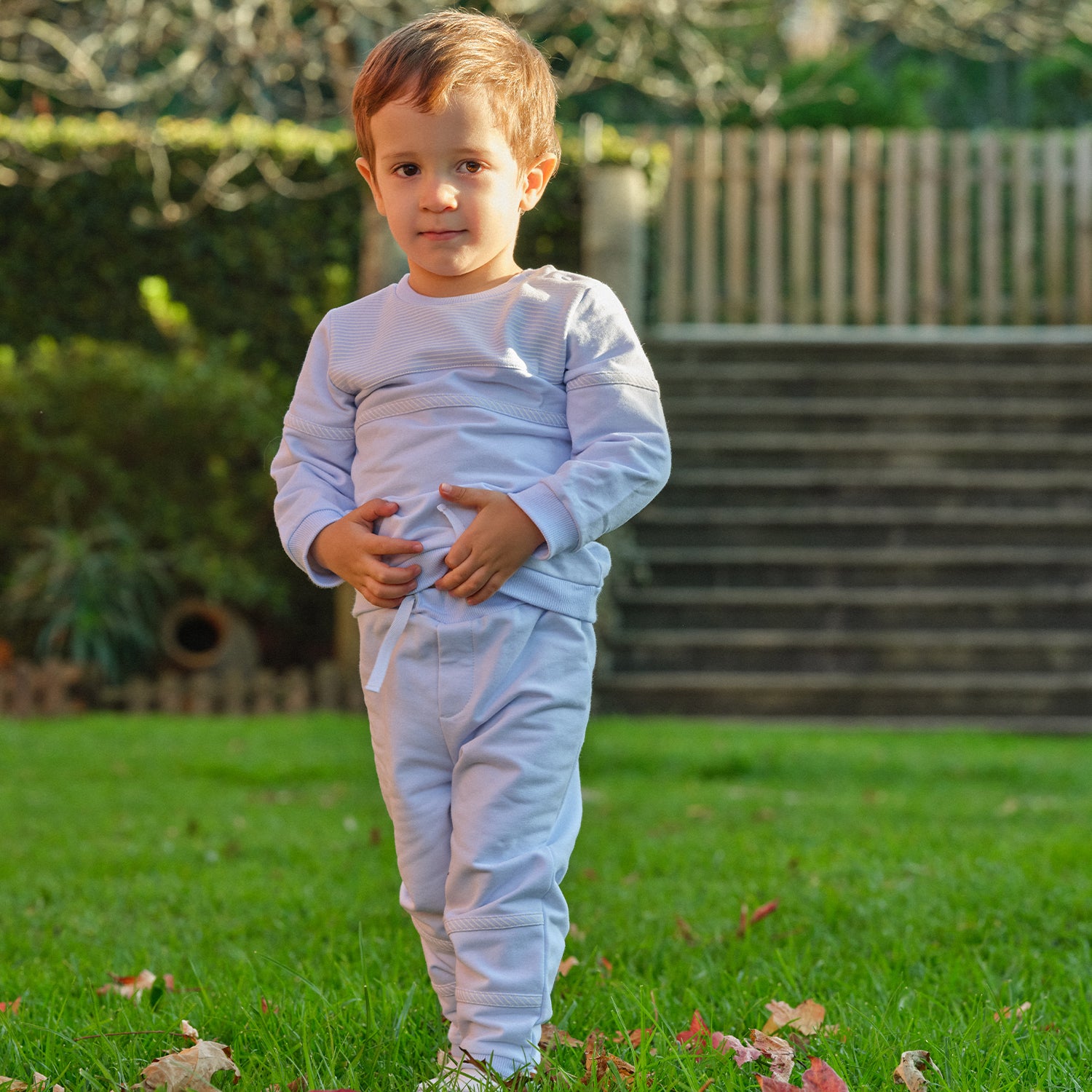 Pale Blue Stripe Trim Tracksuit