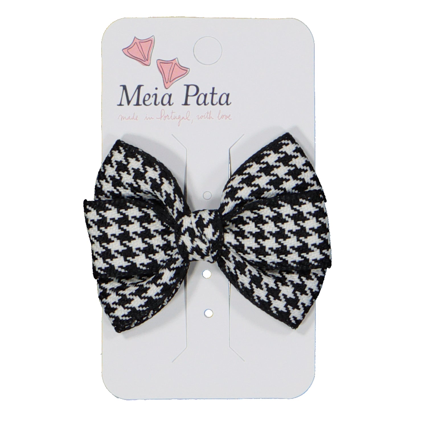 Black Houndstooth Bow Hairclip