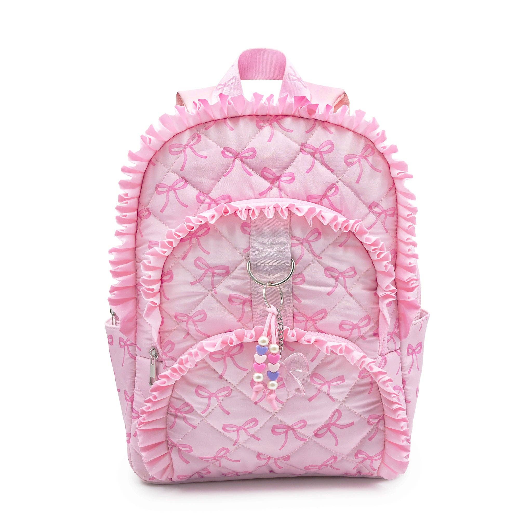 Bow & Ruffle Printed Quilted Large Backpack