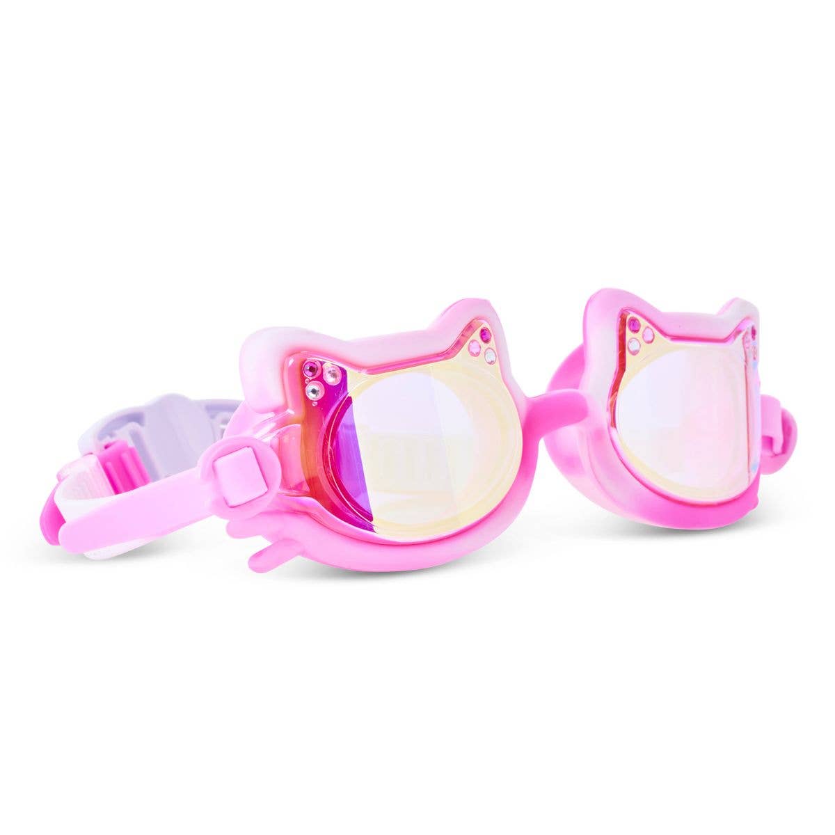 Bright Pink & White Tie-Dye  Cat Frame Kids' Swim Goggles