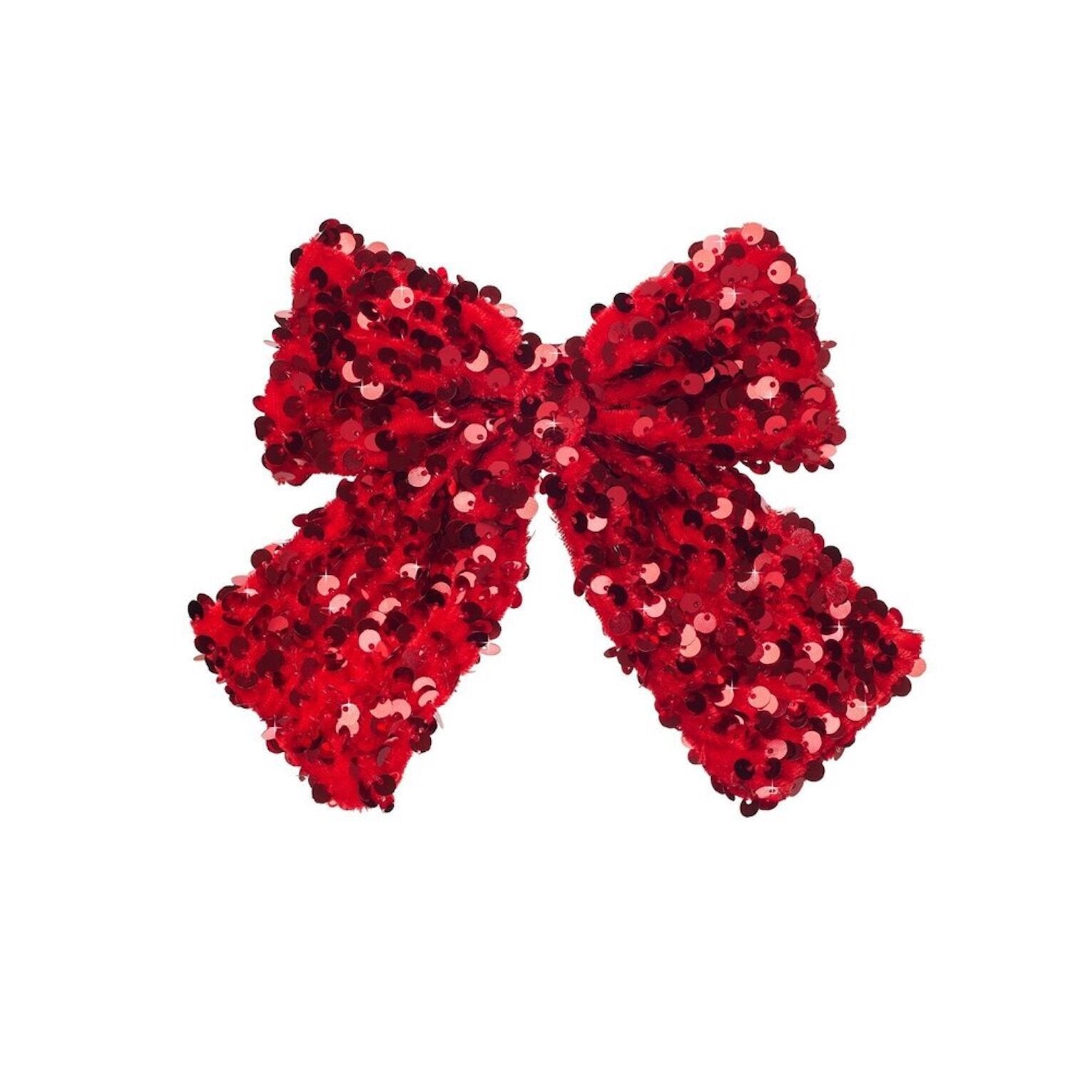 Red Large Sequin Velvet Bow Clip
