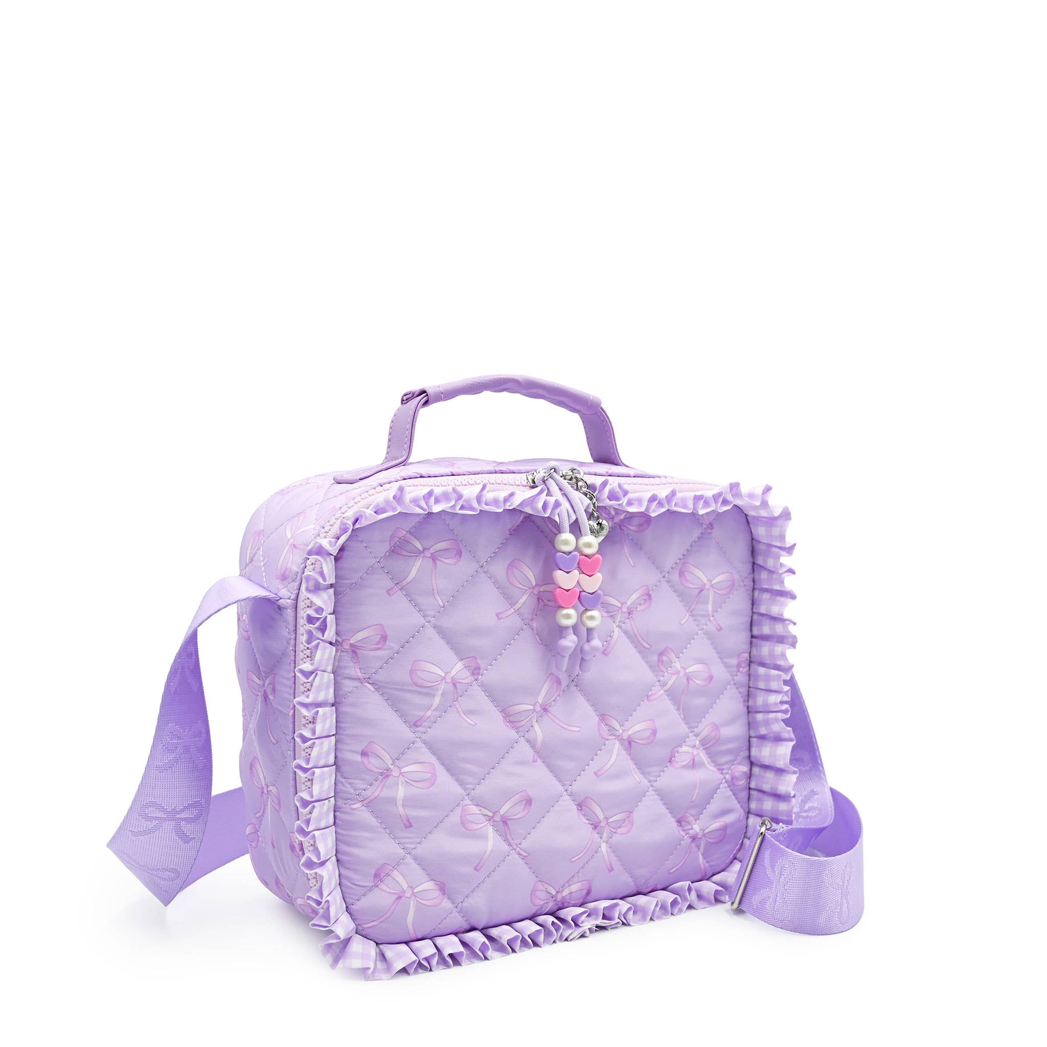 Lilac Bow & Ruffle Quilted Lunch Bag