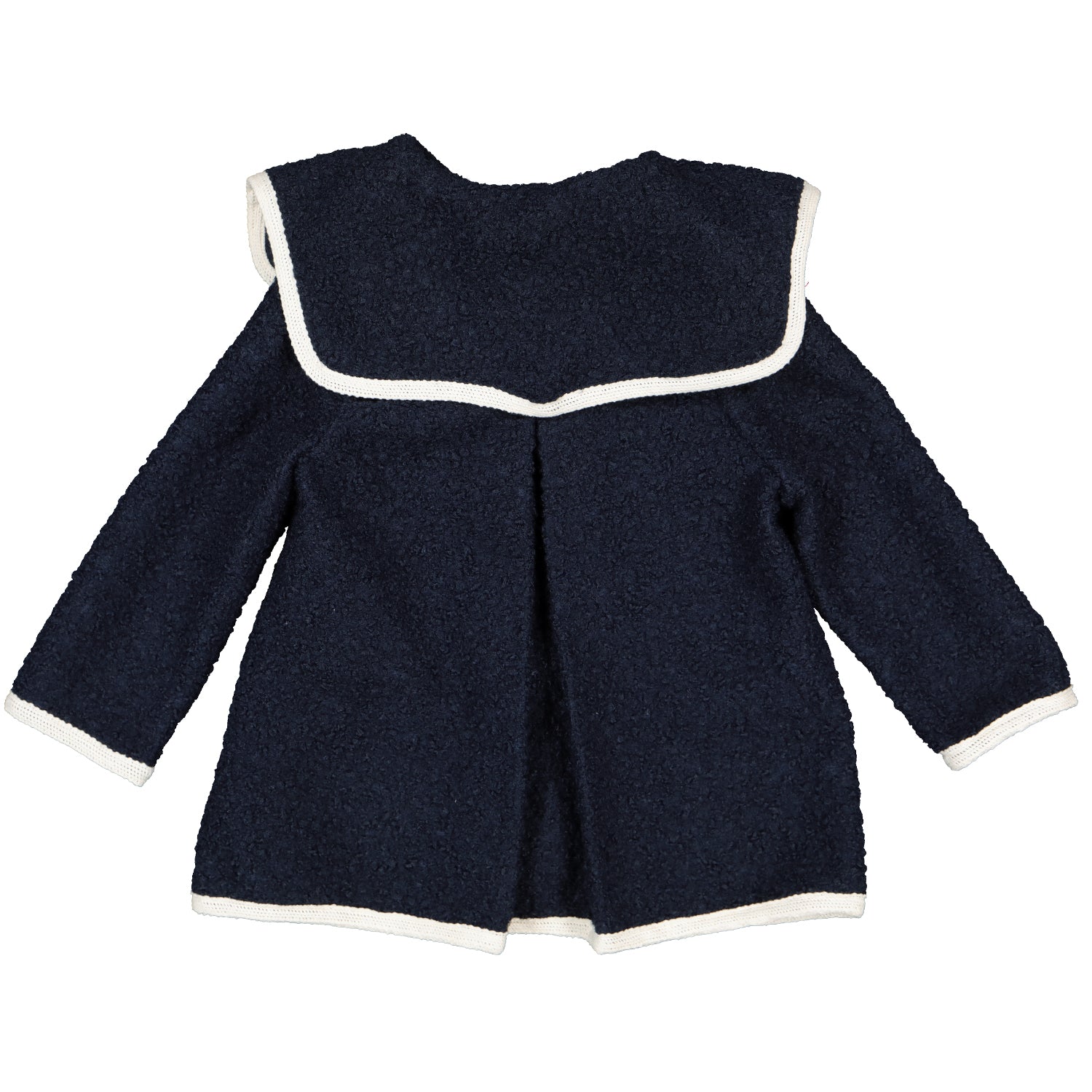 Navy & Cream Trim Boucle Coat