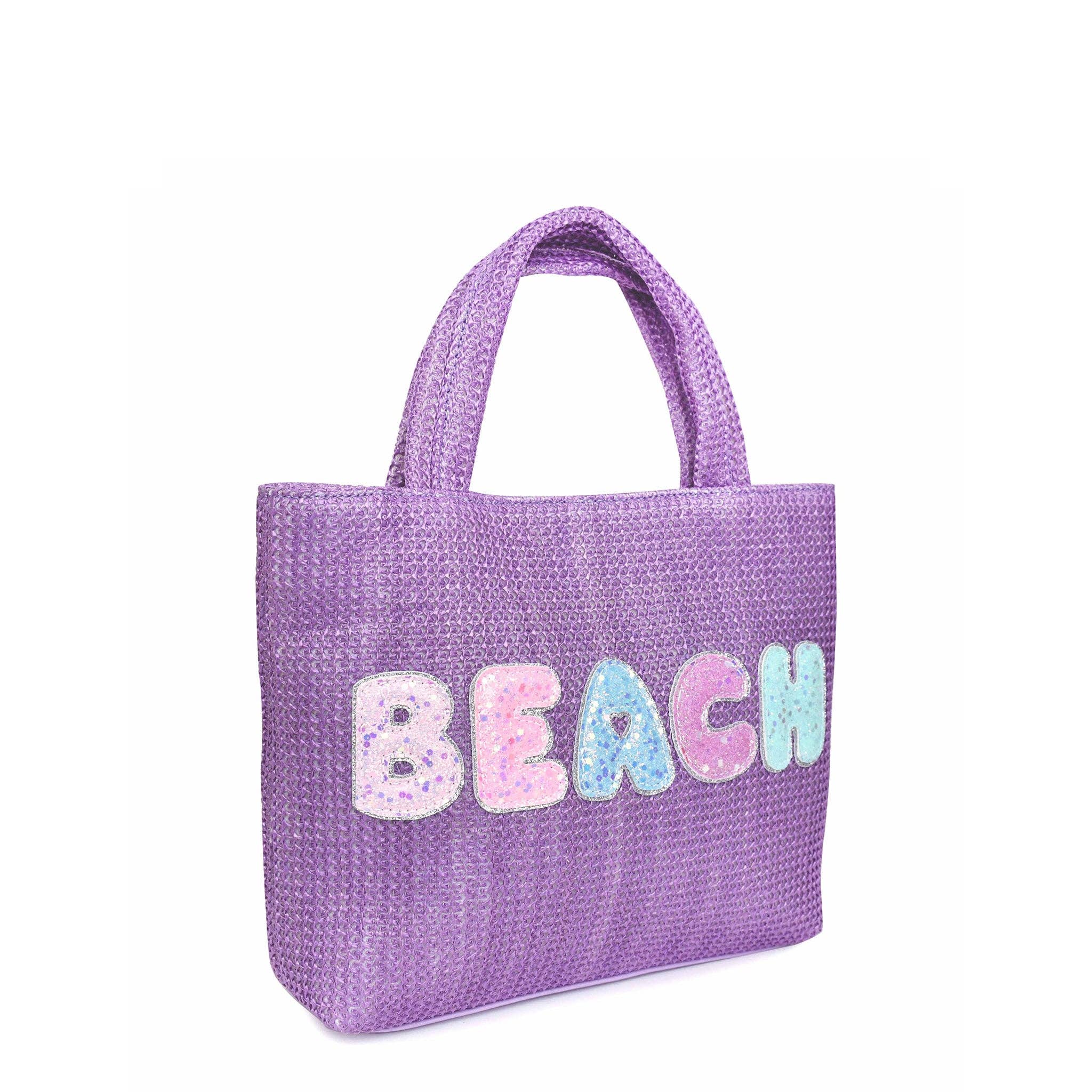 'Beach' Mini Straw Tote Bag