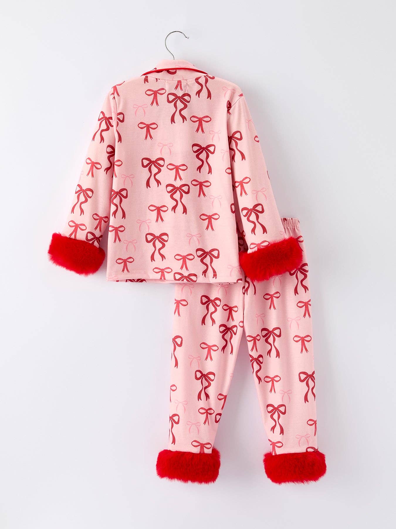 Christmas Bow Pyjamas with Fur Trim