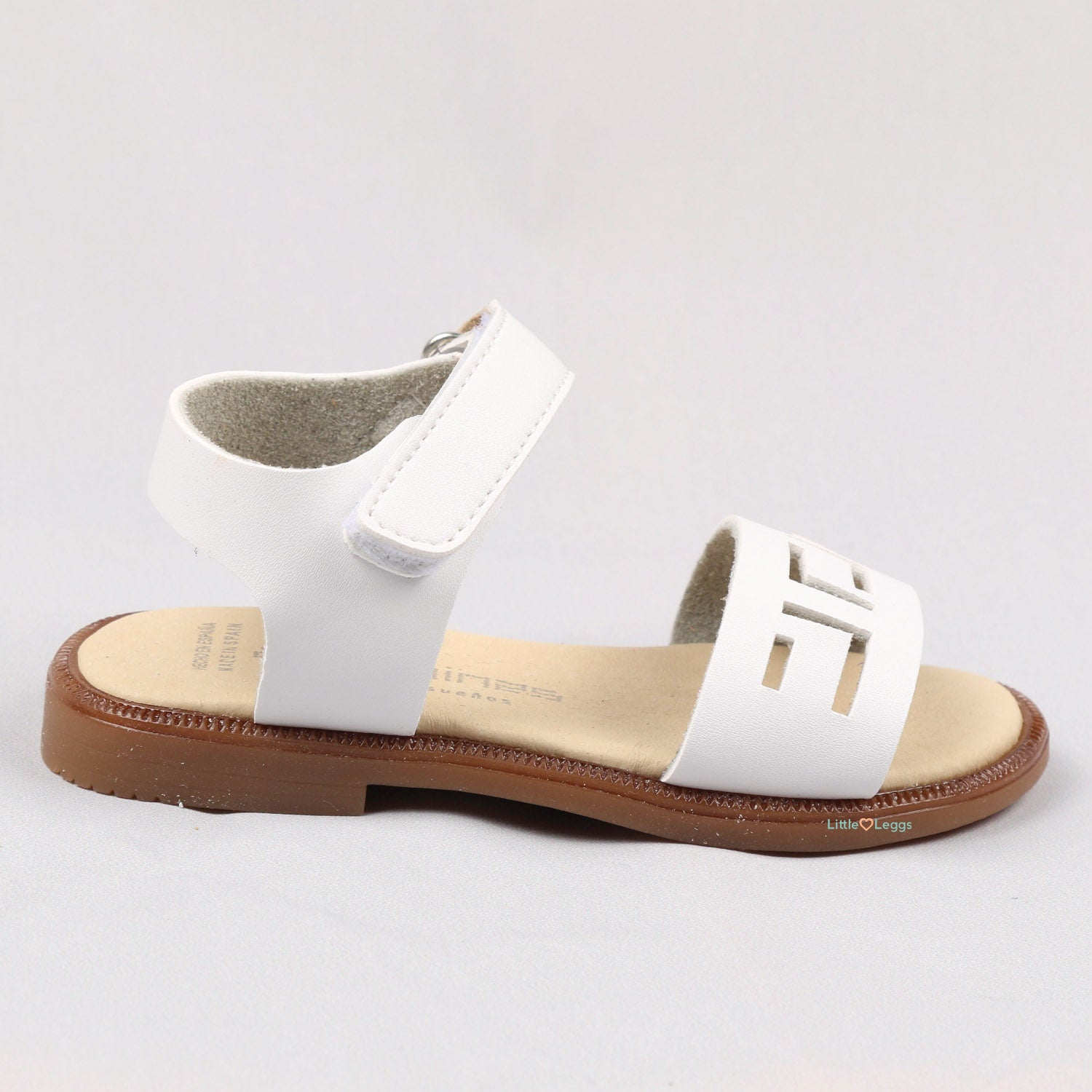 White Patterned Leather Sandals