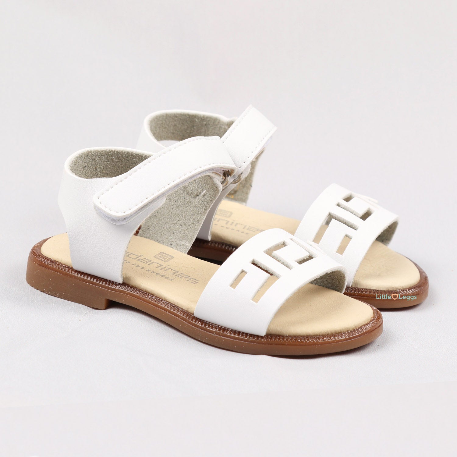 White Patterned Leather Sandals