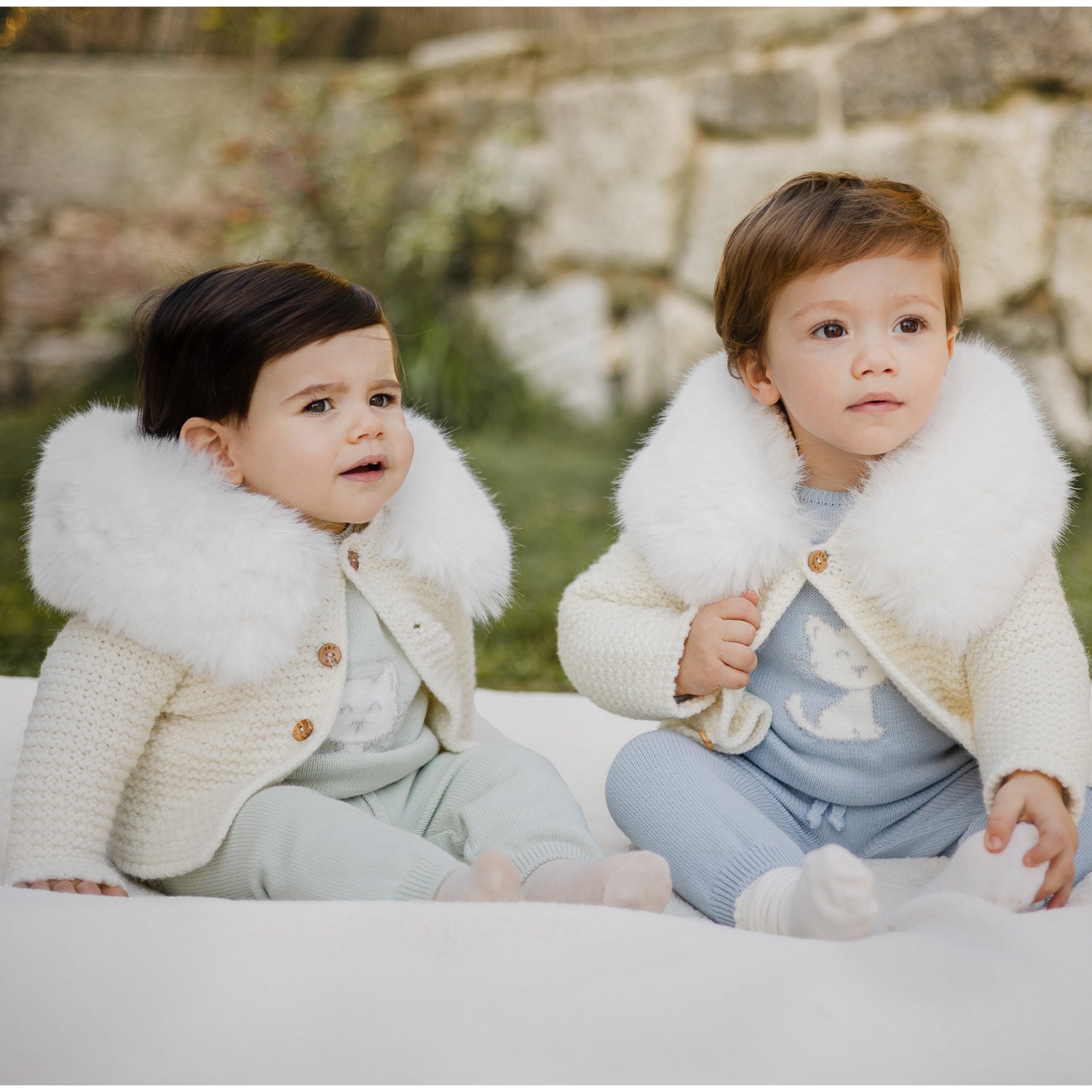 Cream Fauxfur Trim Coat