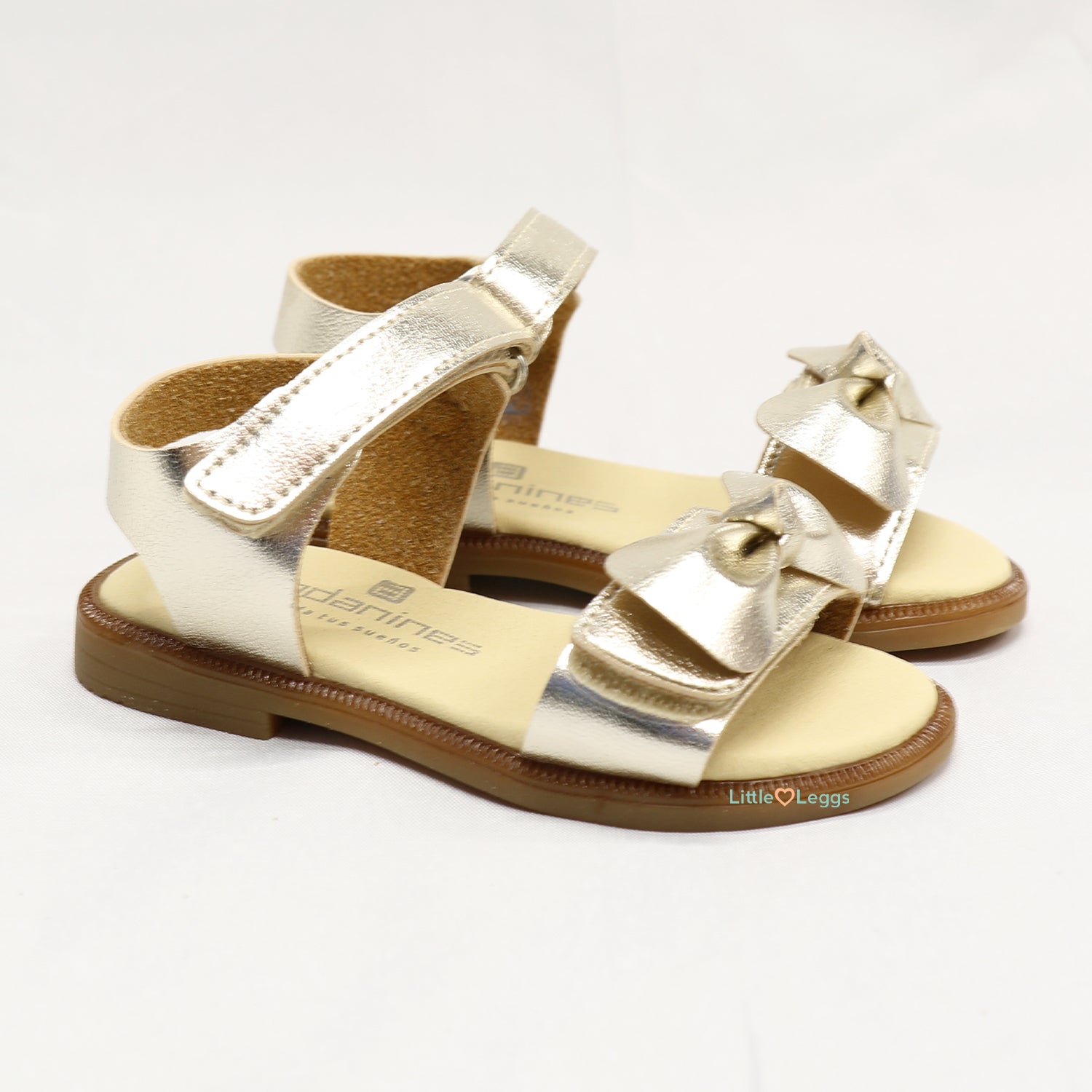 Gold Knot Bow Leather Sandal