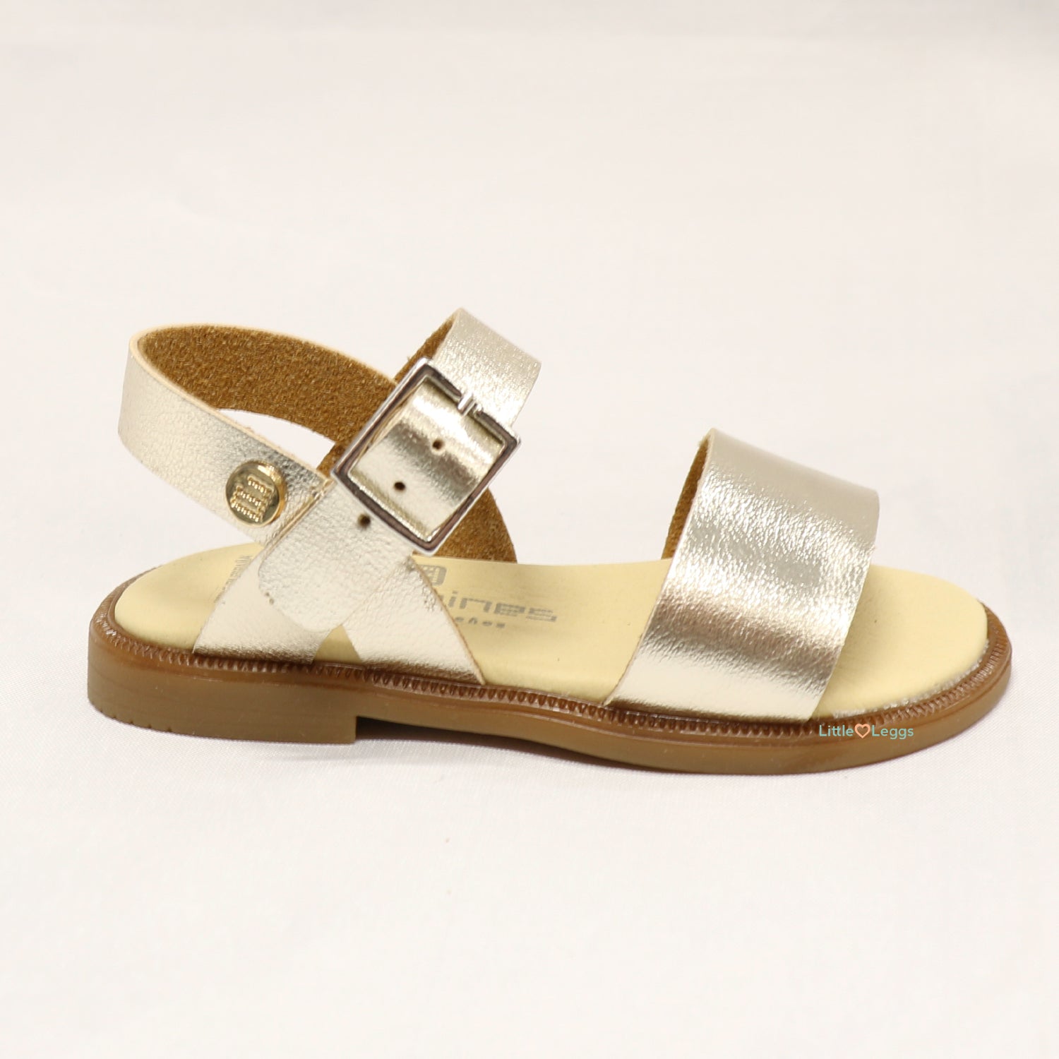 Gold Open Toe Leather Sandal