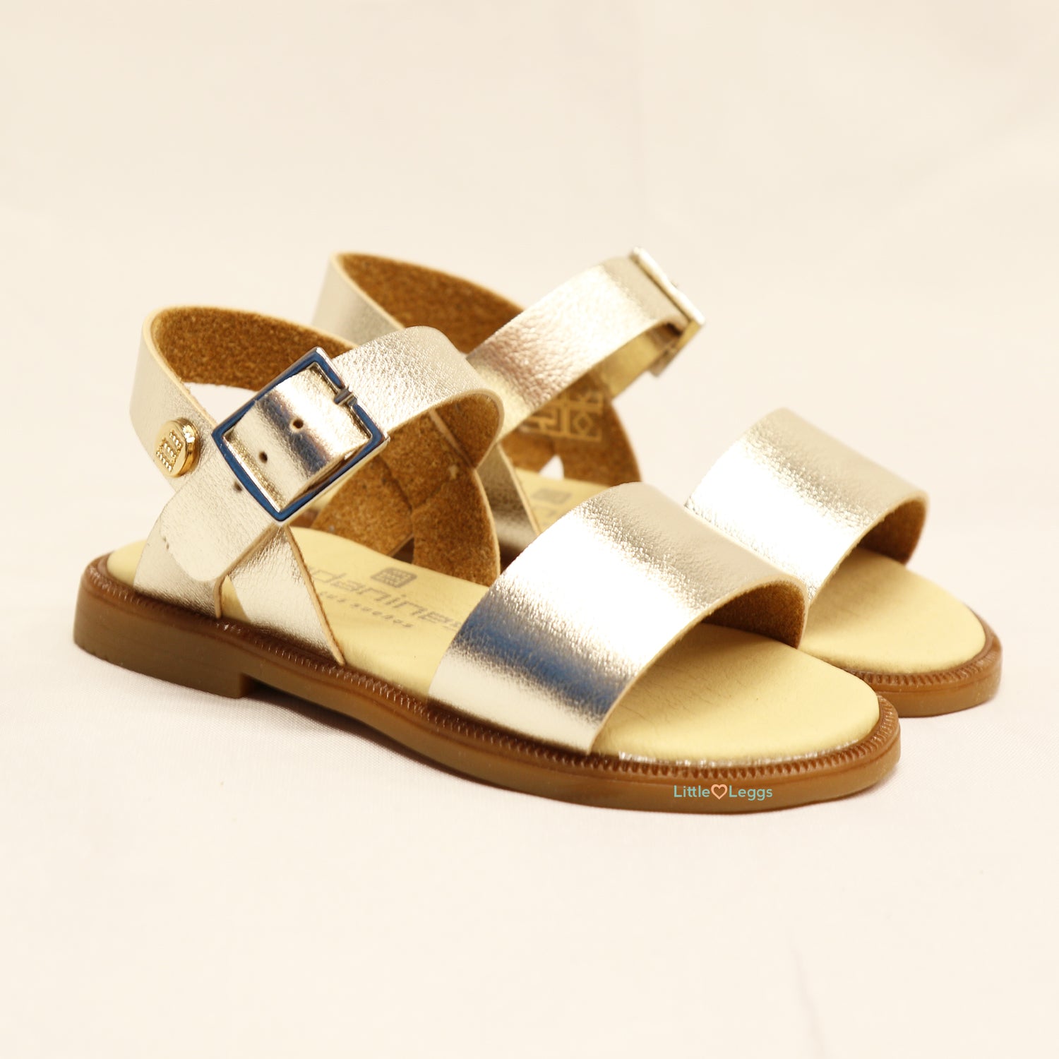 Gold Open Toe Leather Sandal