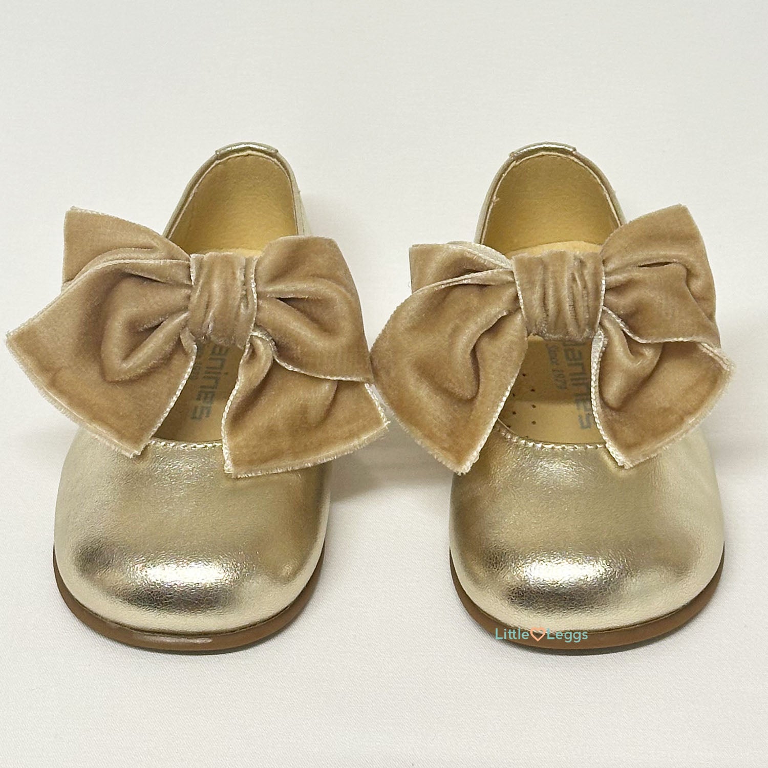 Gold Velvet Bow Patent Mary Jane Shoe