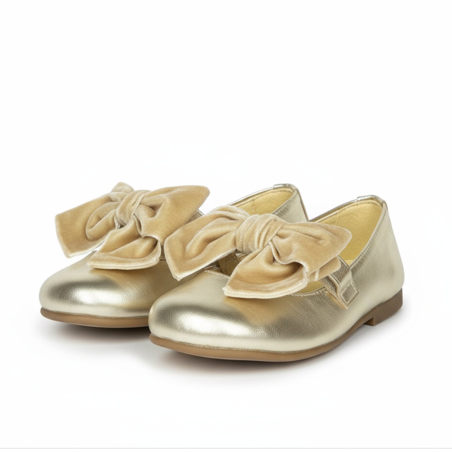 Gold Velvet Bow Patent Mary Jane Shoe