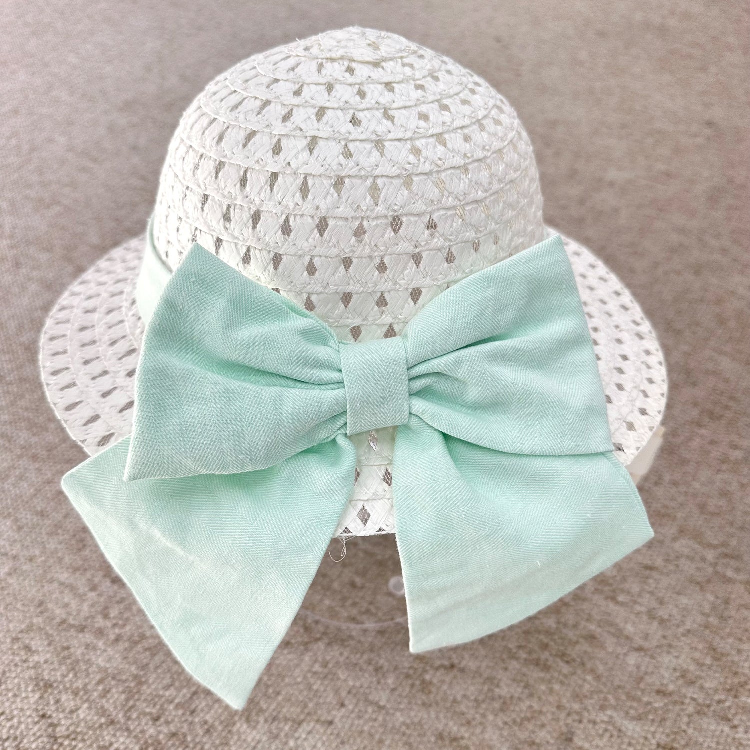 Mint Linen Bow Hat