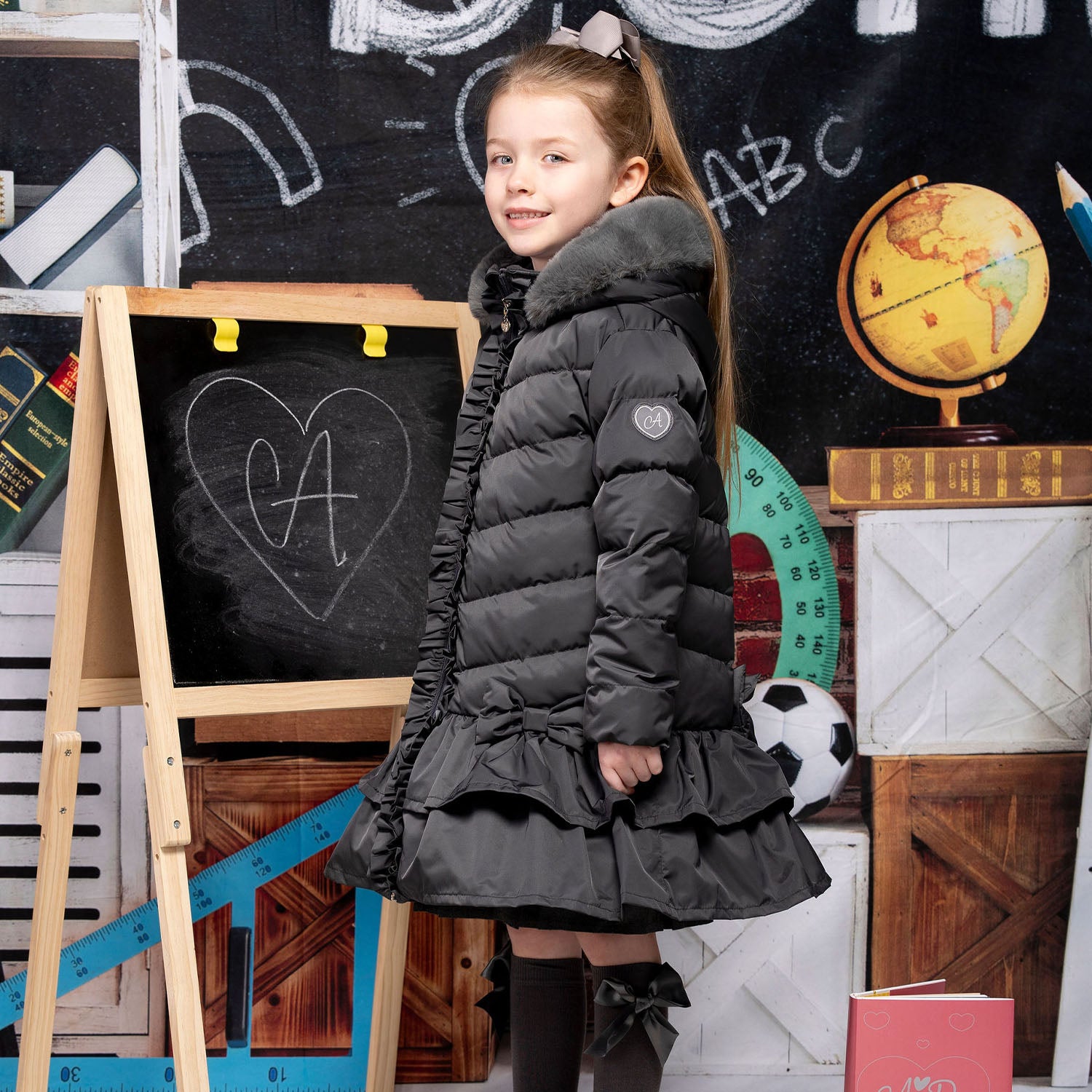 Grey Padded School Coat