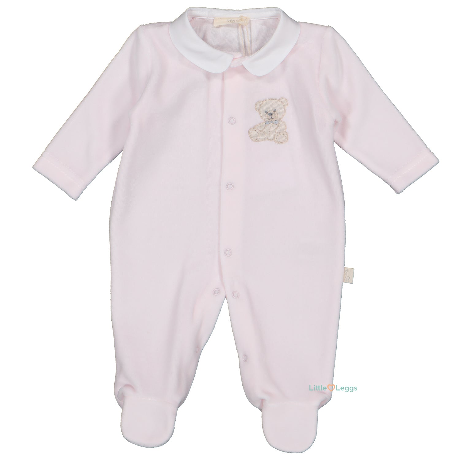 Pink Teddy Velour Babygrow