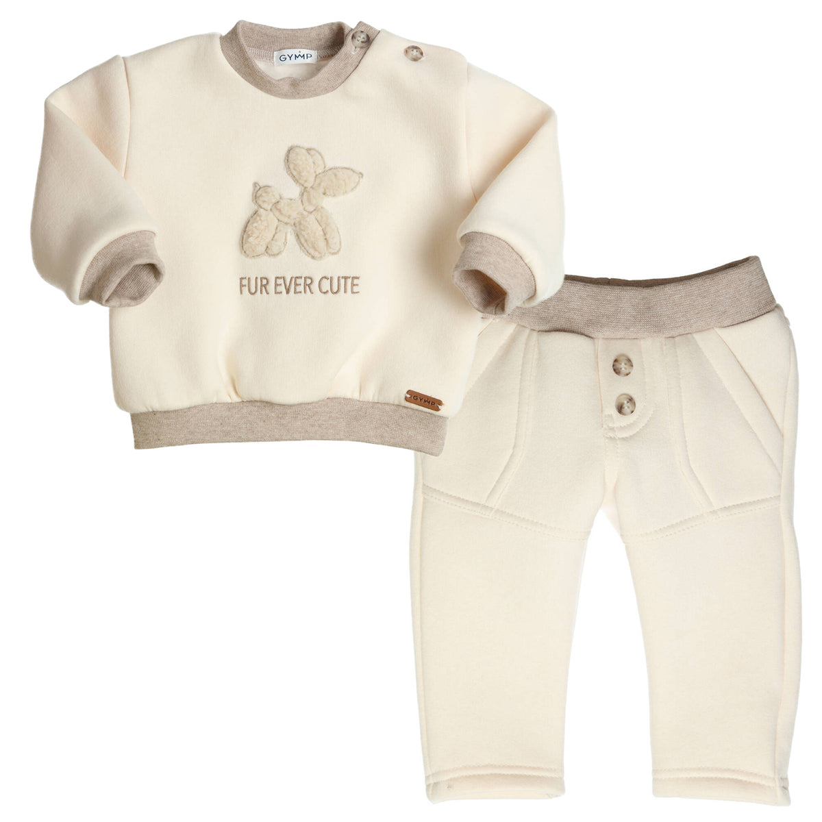 Boys Cream and Beige Dog Tracksuit