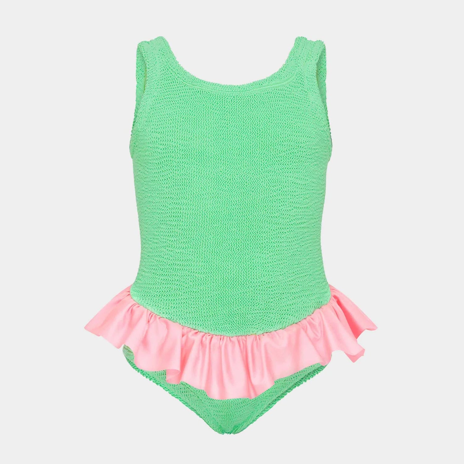 Kids Denise Crinkle Swimsuit - Lime/Bubblegum