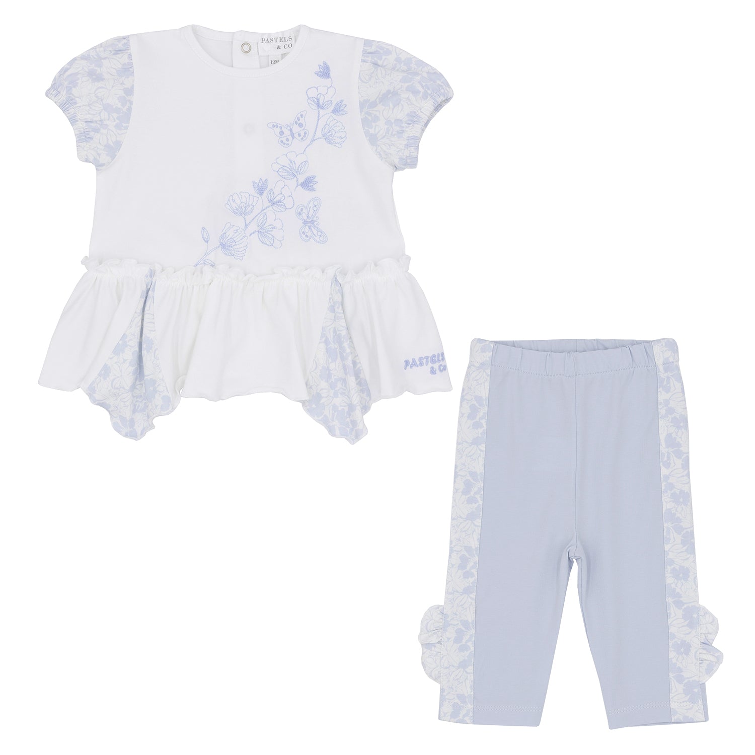 Blue Embroidered Legging Set